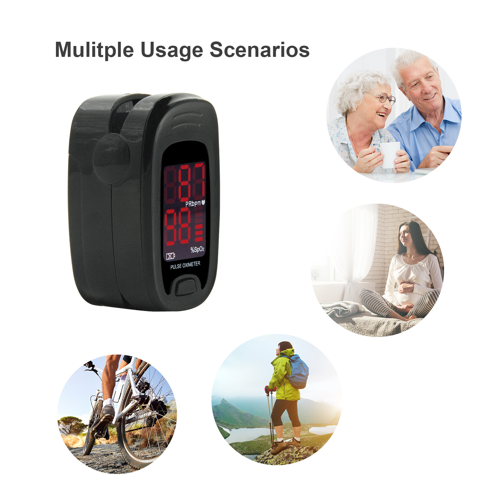 Finger Pulse Oximeter Blood Oxygen Saturation Heart Rate Measuring SpO2 Monitor