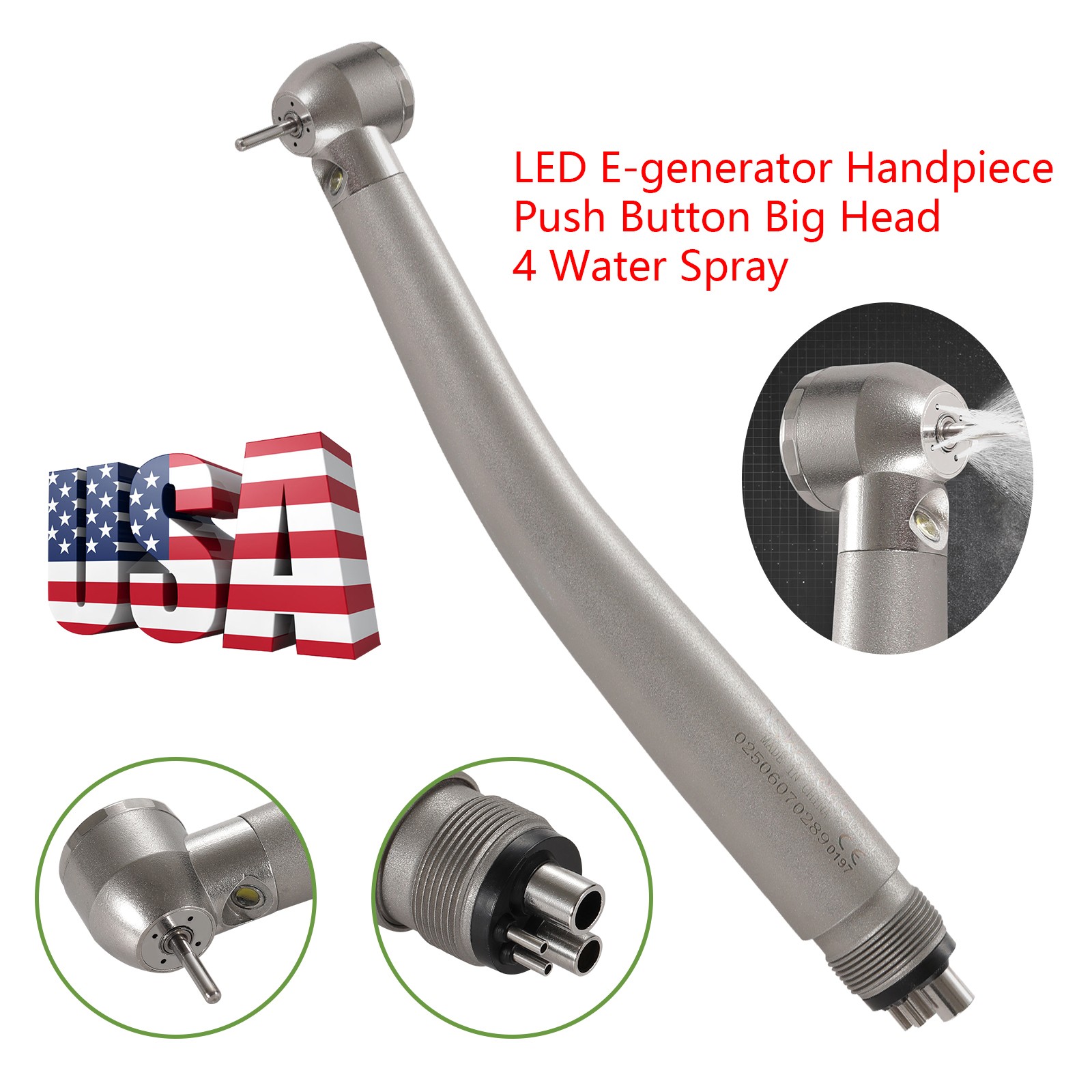 NSK Style Dental Fiber Optic High Speed Turbine Handpiece LED E-generator 4Hole