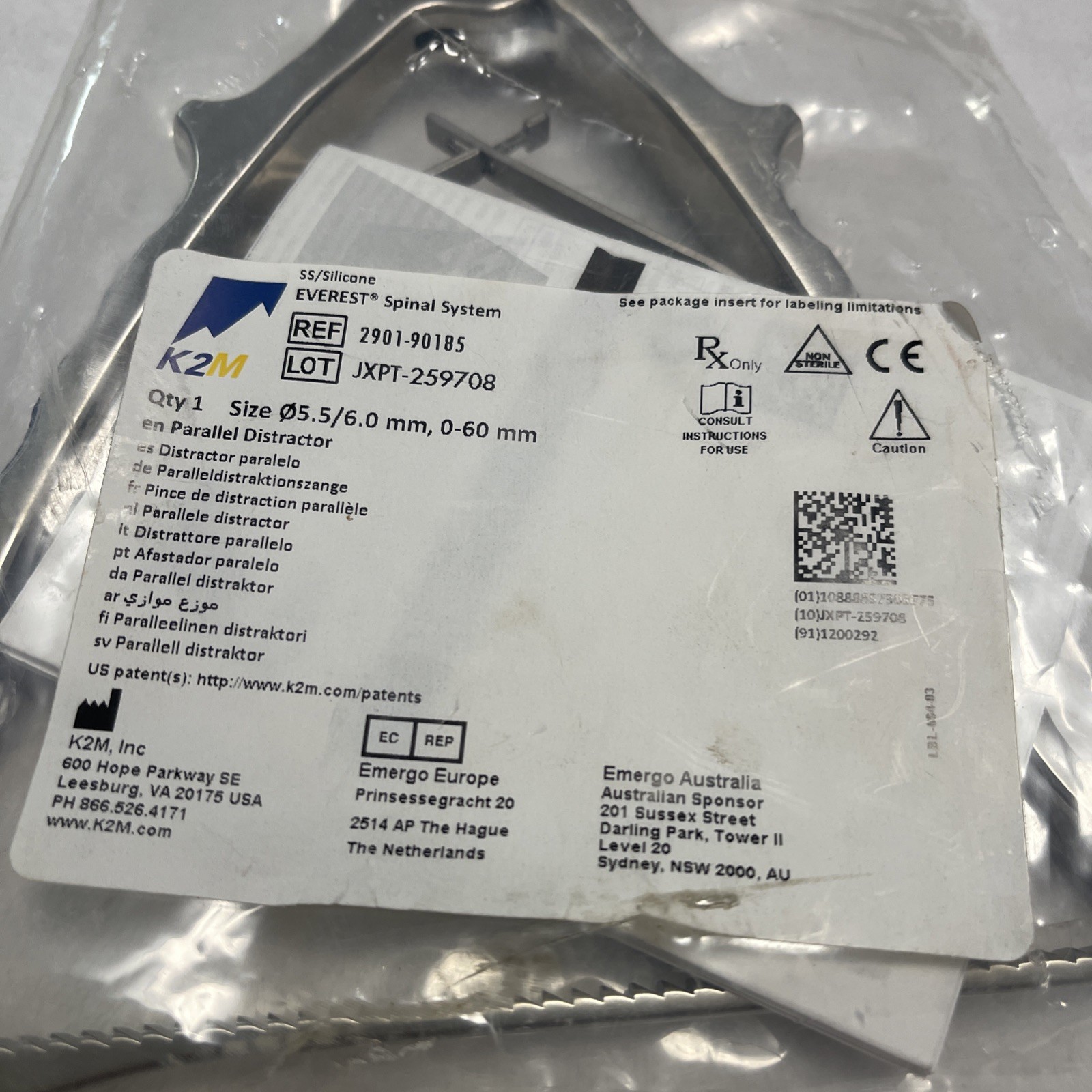 K2M Everest Spinal System Parallel Distractor Orthopedic Instruments
