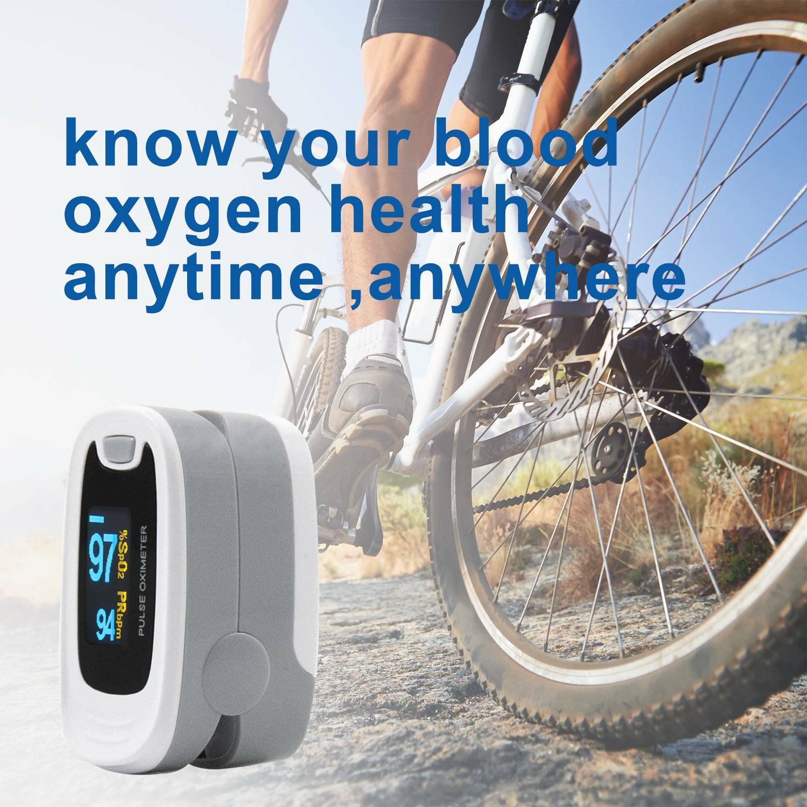 CMS50NA FingerTip Pulse Oximeter Blood Oxygen meter SpO2 Heart Rate Monitor Grey