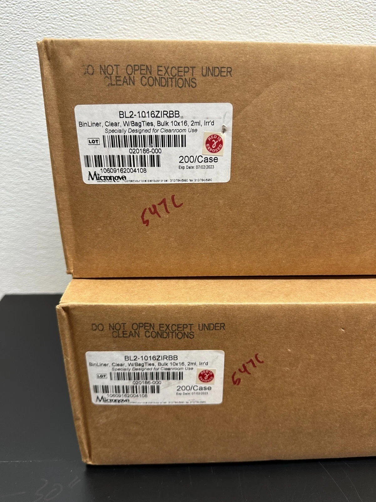 Micronova REF BL2-1016ZIRBB BinLiner Clear w/BagTies Bulk 10×16 2mL Lot 2 Cases