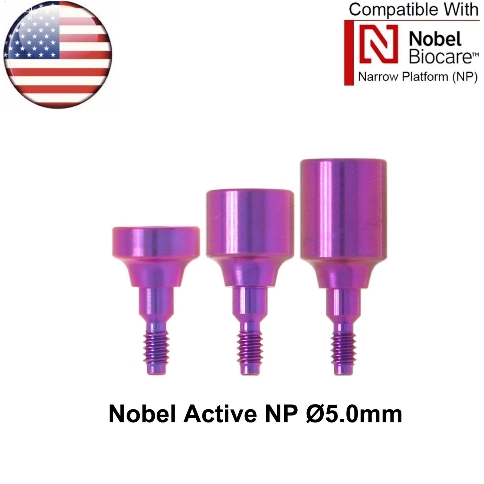 US Dental Healing Cap Abutment NP/RP Compatible with Nobel Active ∅3.6 ∅5.0 ∅6.0