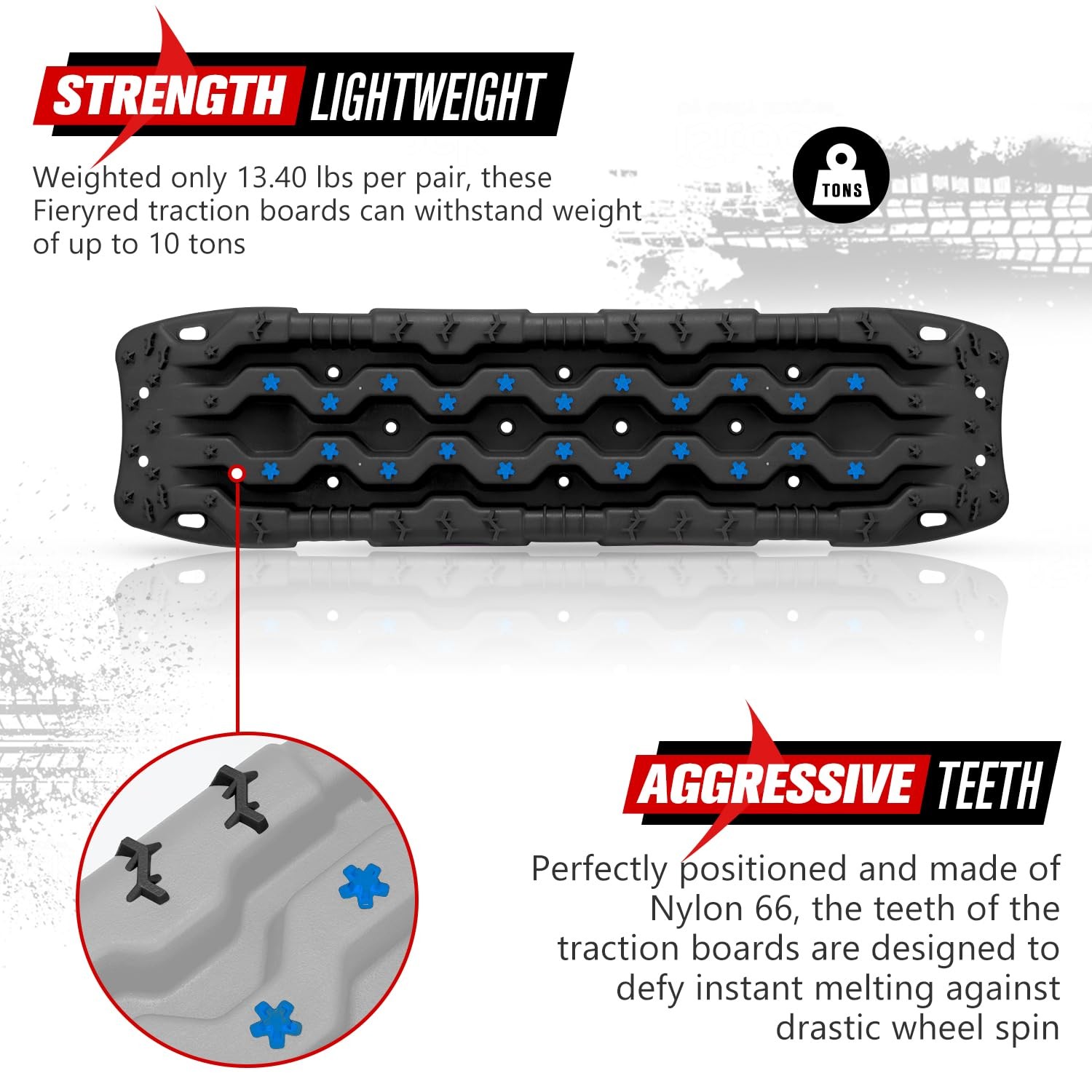 Fieryred Large Off Road Traction Boards Pair 44.88 L X 12 W Recovery Track Tire