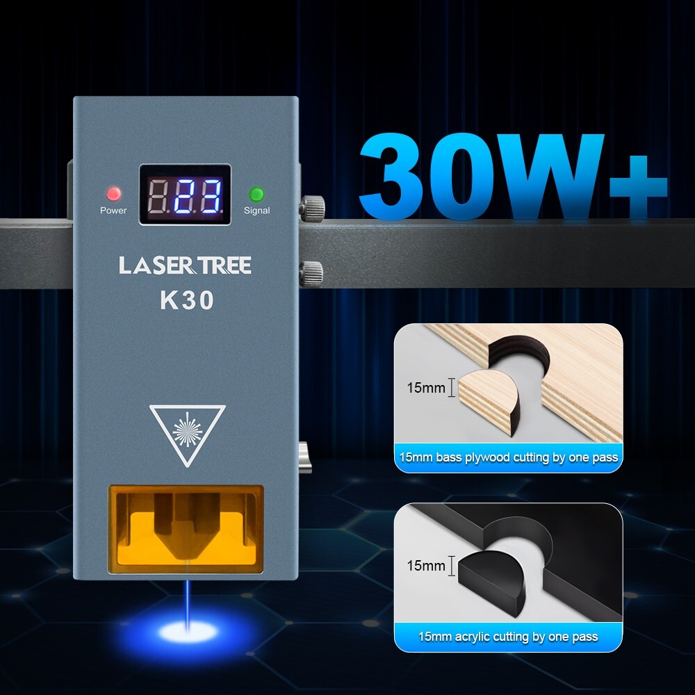 LASERTREE Optical Power 20W 30W 40W 60W Laser Head Cutting Engraver Module Tools
