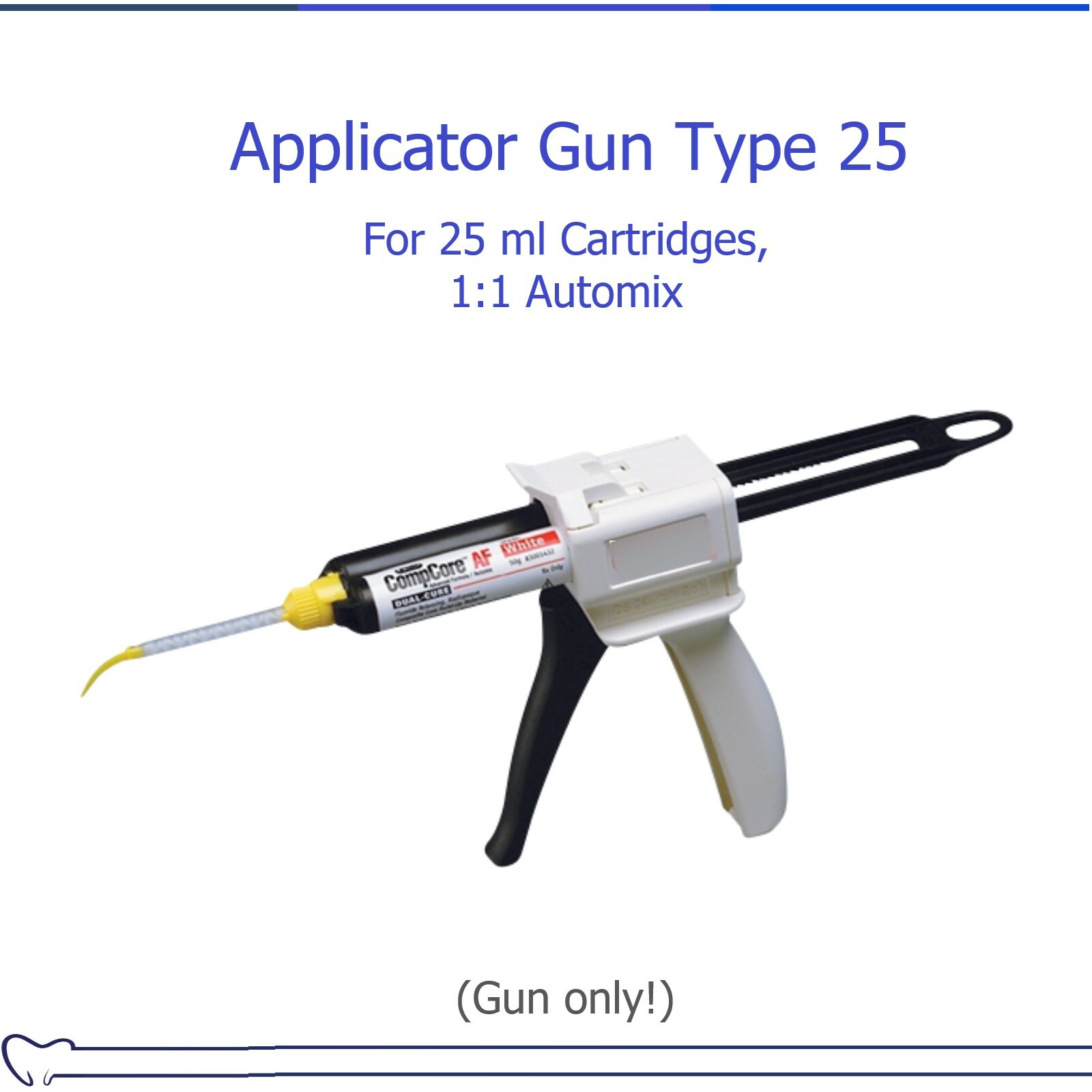 Dental Core Applicator Gun For 25 ml Cartridges, 1:1 Automix Gun, Type 25