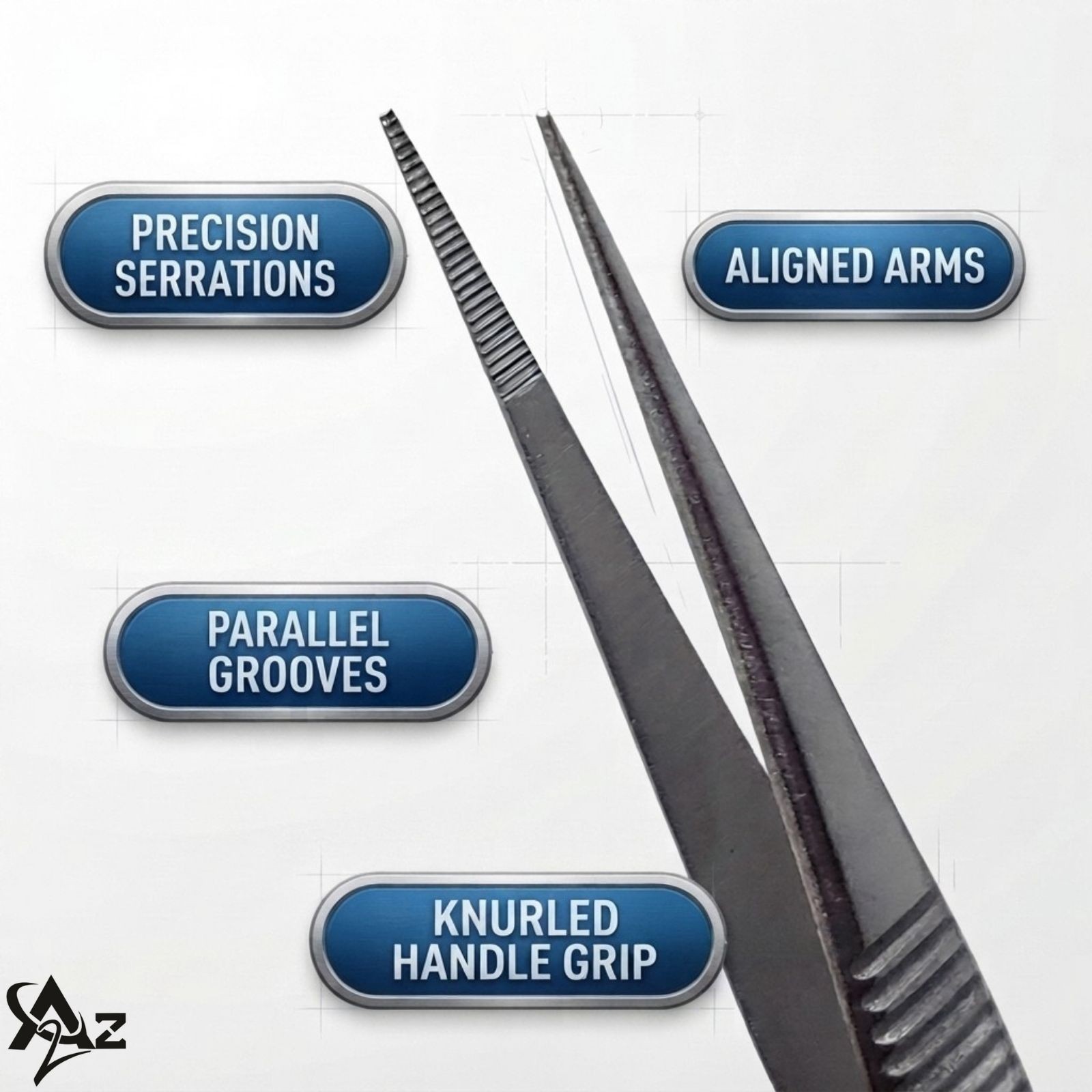 Adson Kocher Forceps Micro Serrated Surgical Dressing & Russian Tweezers – 3Pcs