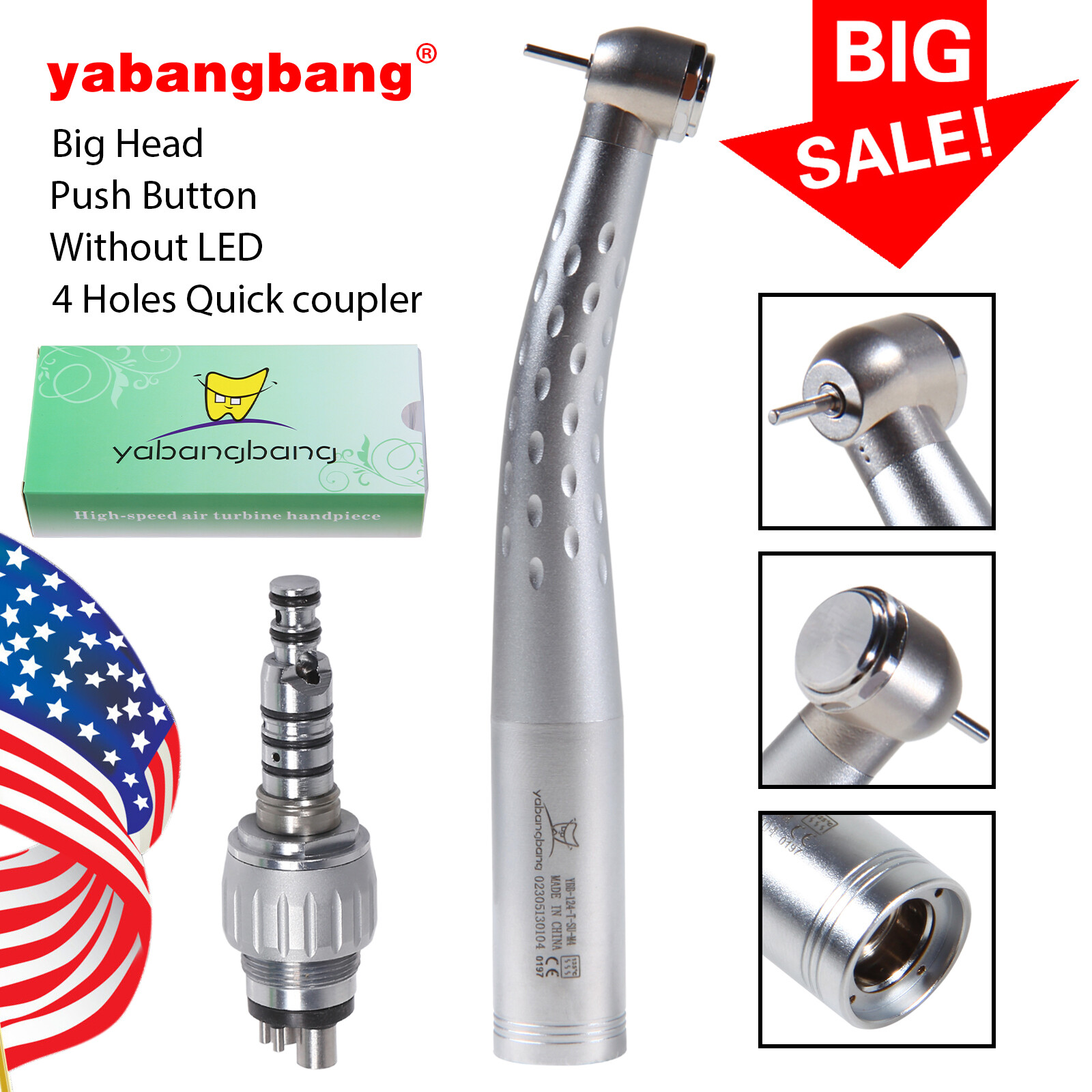 Yabangbang Dental High Speed Handpiece with 4 Hole Quick Coupler Coupling Swivel