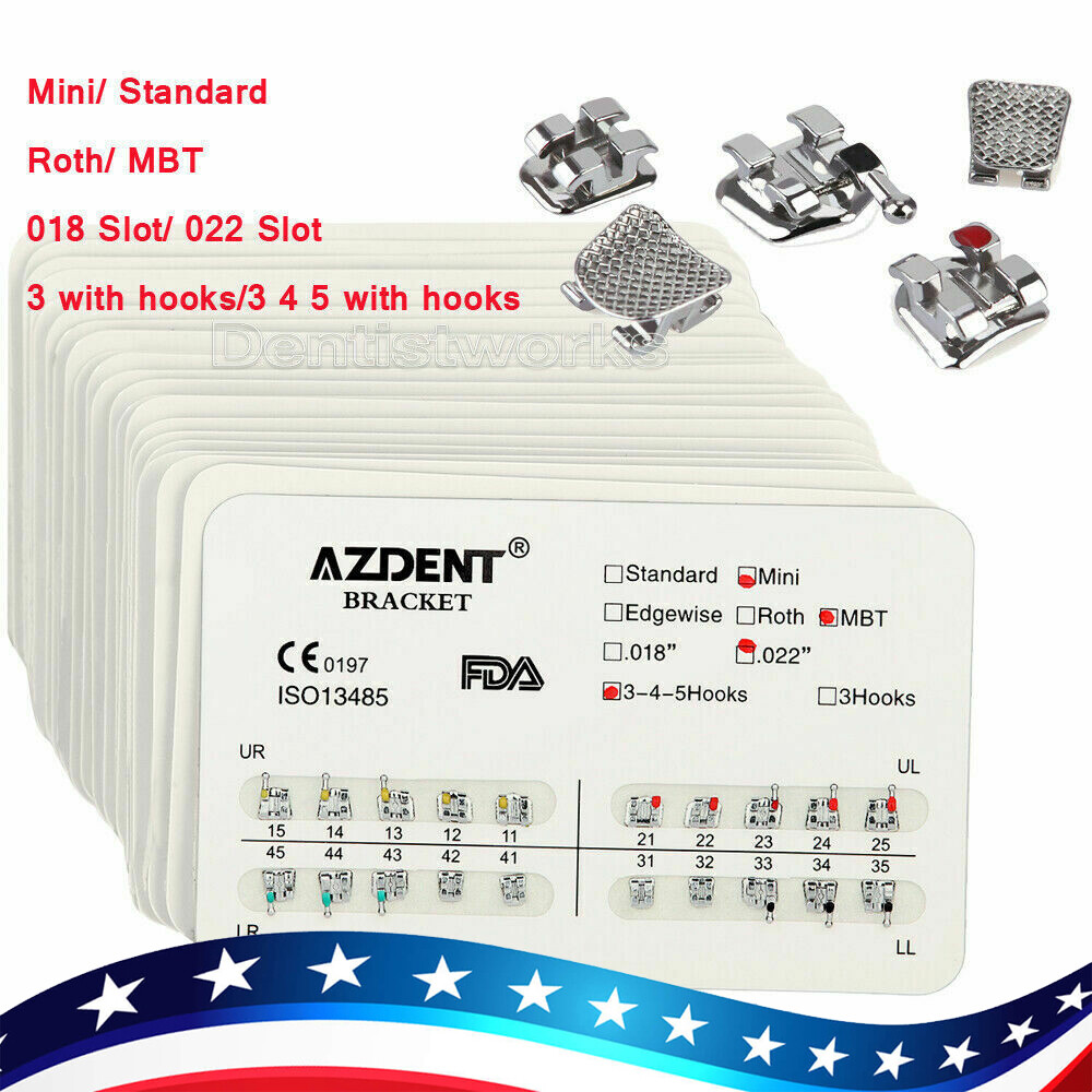 20X Dental Orthodontic Brackets Braces Mini Standard Roth MBT .018 .022 AZDENT
