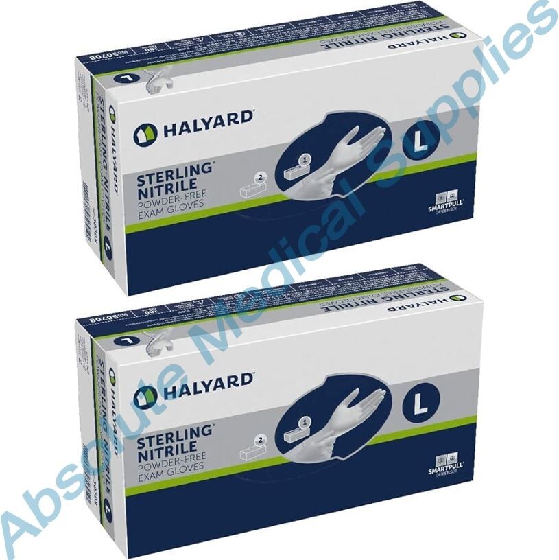 *400-Gloves* Halyard Sterling Nitrile Powder-Free Examination Large 50708