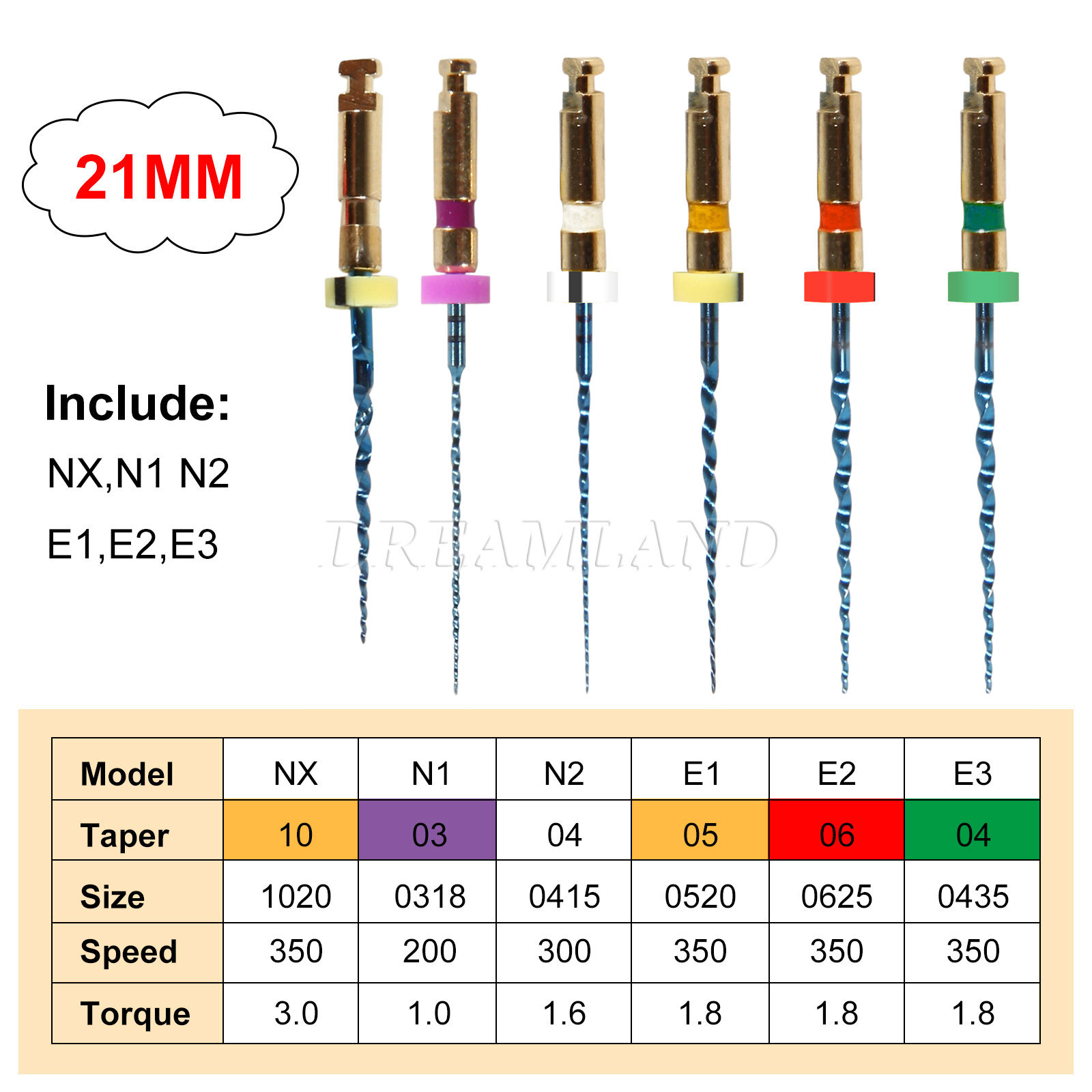 6pcs 21mm/25mm/31mm Dental Endo Root Canal Rotary NiTi File
