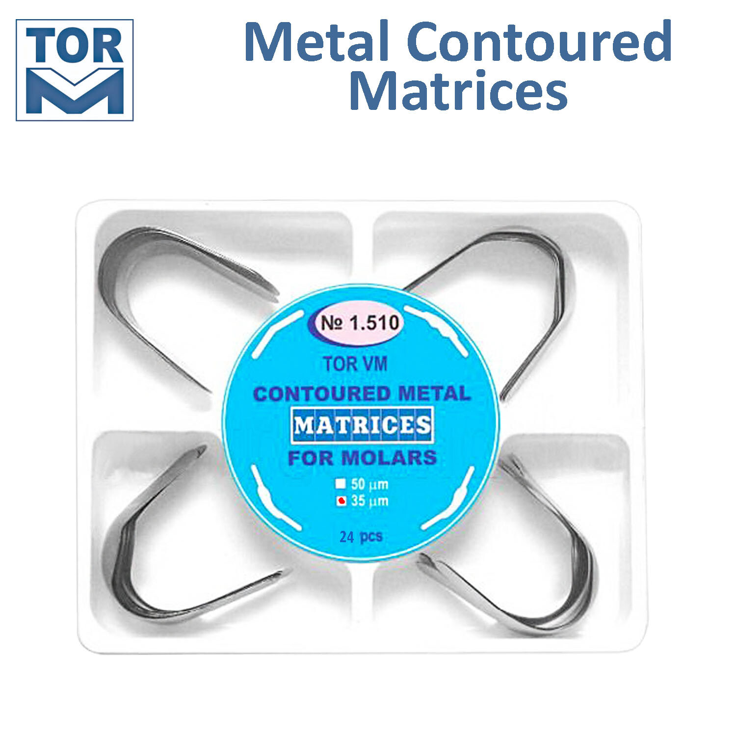 Metal Contoured Matrices for Molars 1.510 Dental Matrix 24 pcs TOR VM