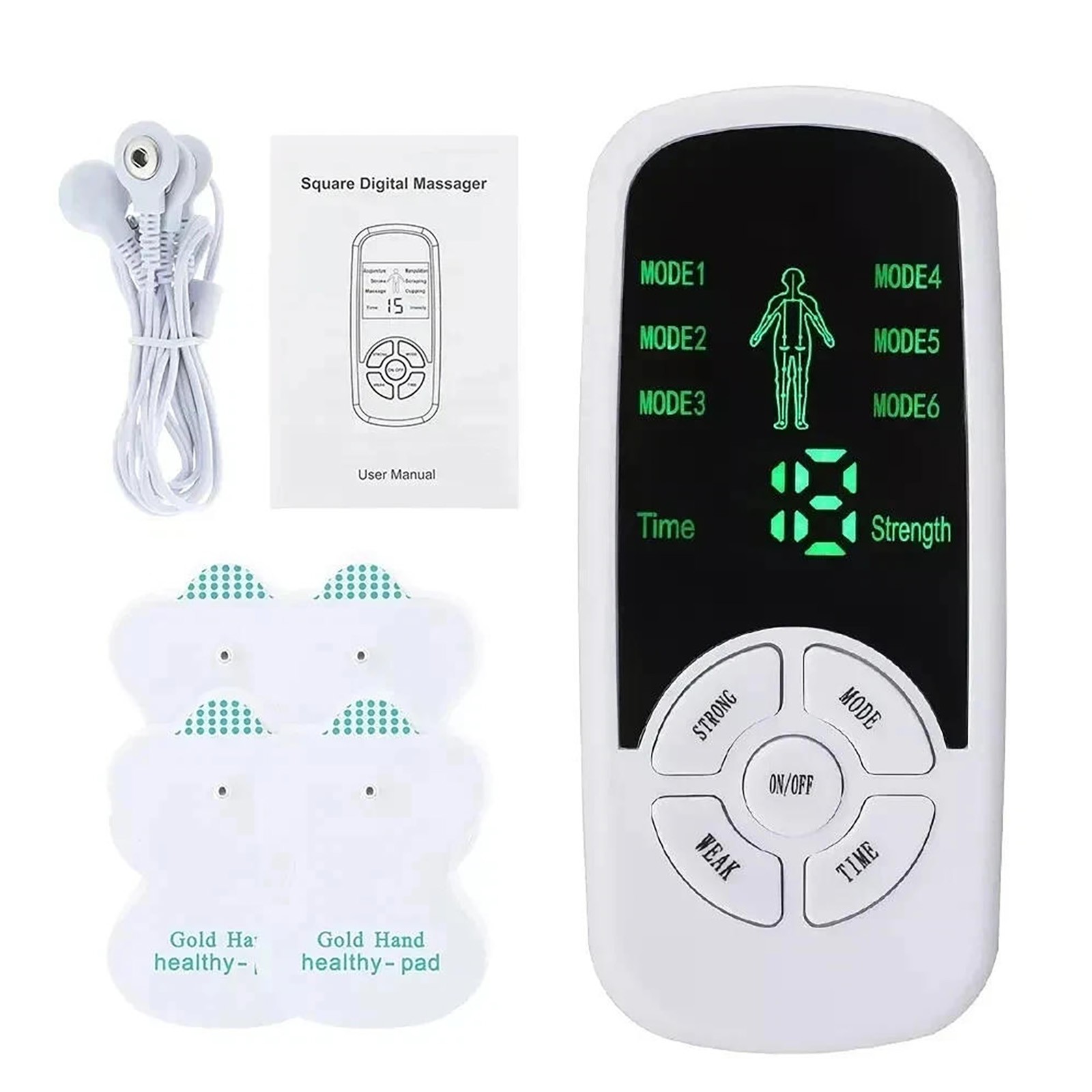 EMS Microcurrent Device 4 Pads 6 Therapy Modes 15 Steps Body Massager for Travel