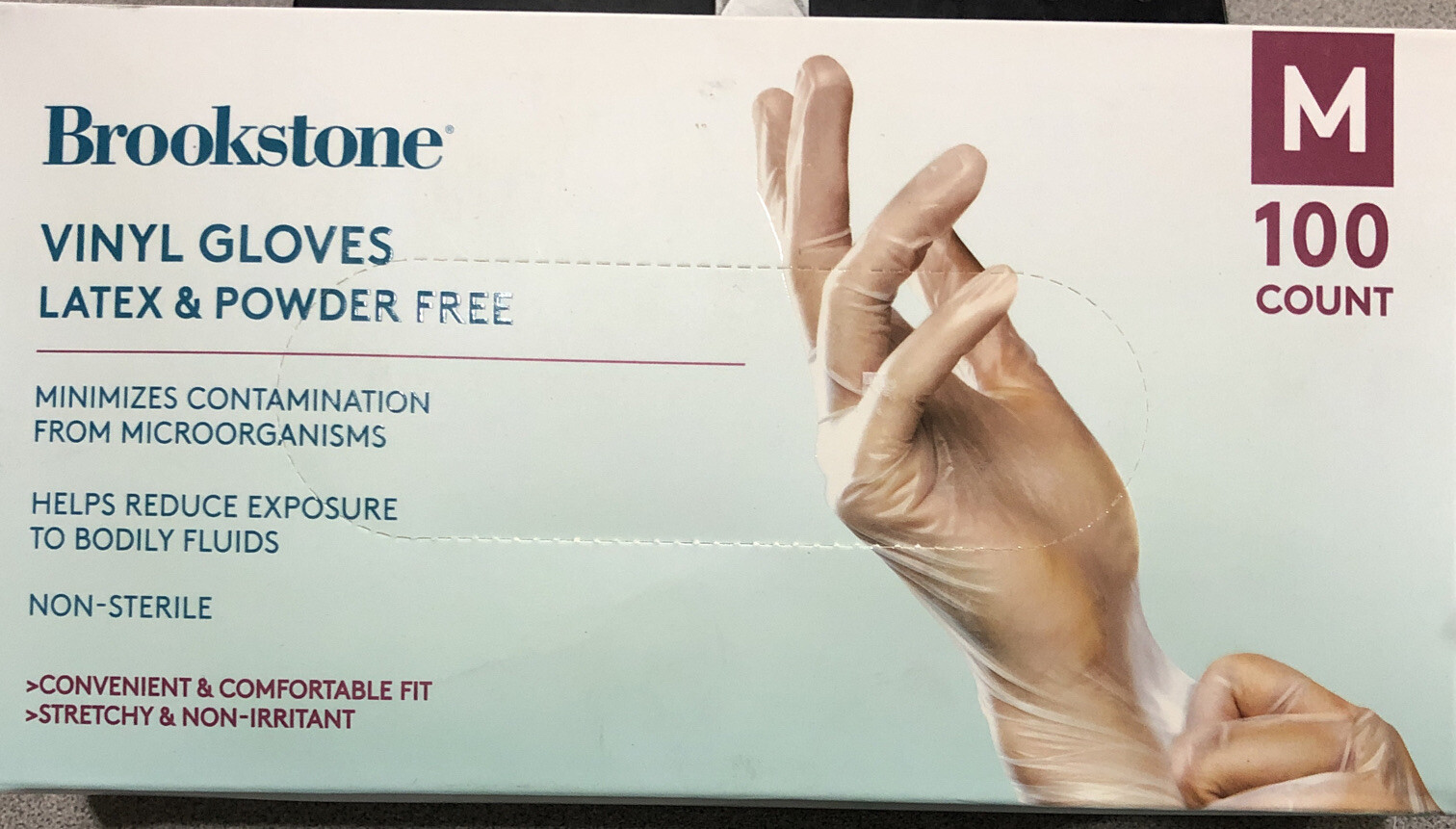 100 Count MEDIUM Clear Vinyl Latex-Free And Powder Free Gloves By Brookstone