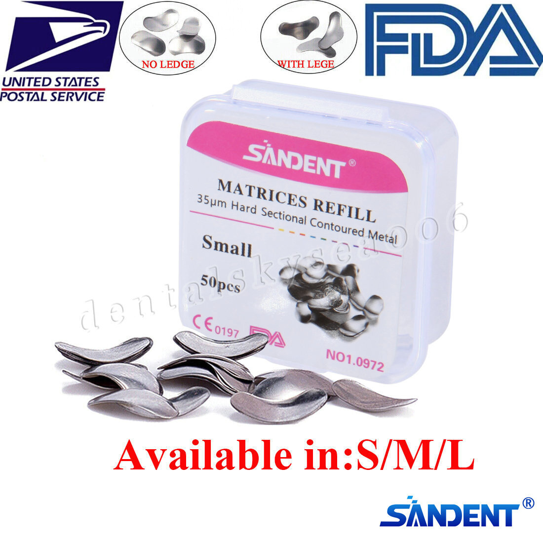 35μm Dental Metal Matrices Bands Matrix Sectional Contoured soft bands [US]S/M/L