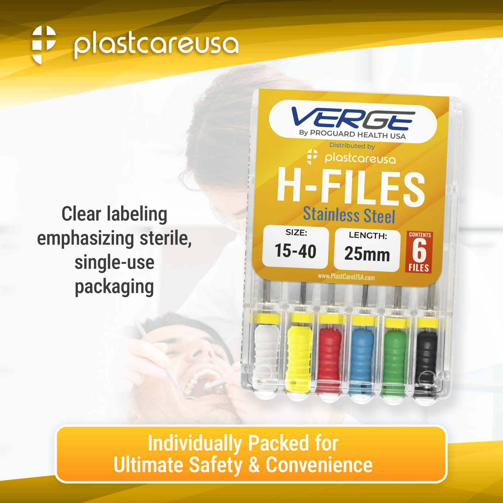 Dental H Files Size 15-40 21mm Stainless Steel Endodontic Hedstrom Root Canal
