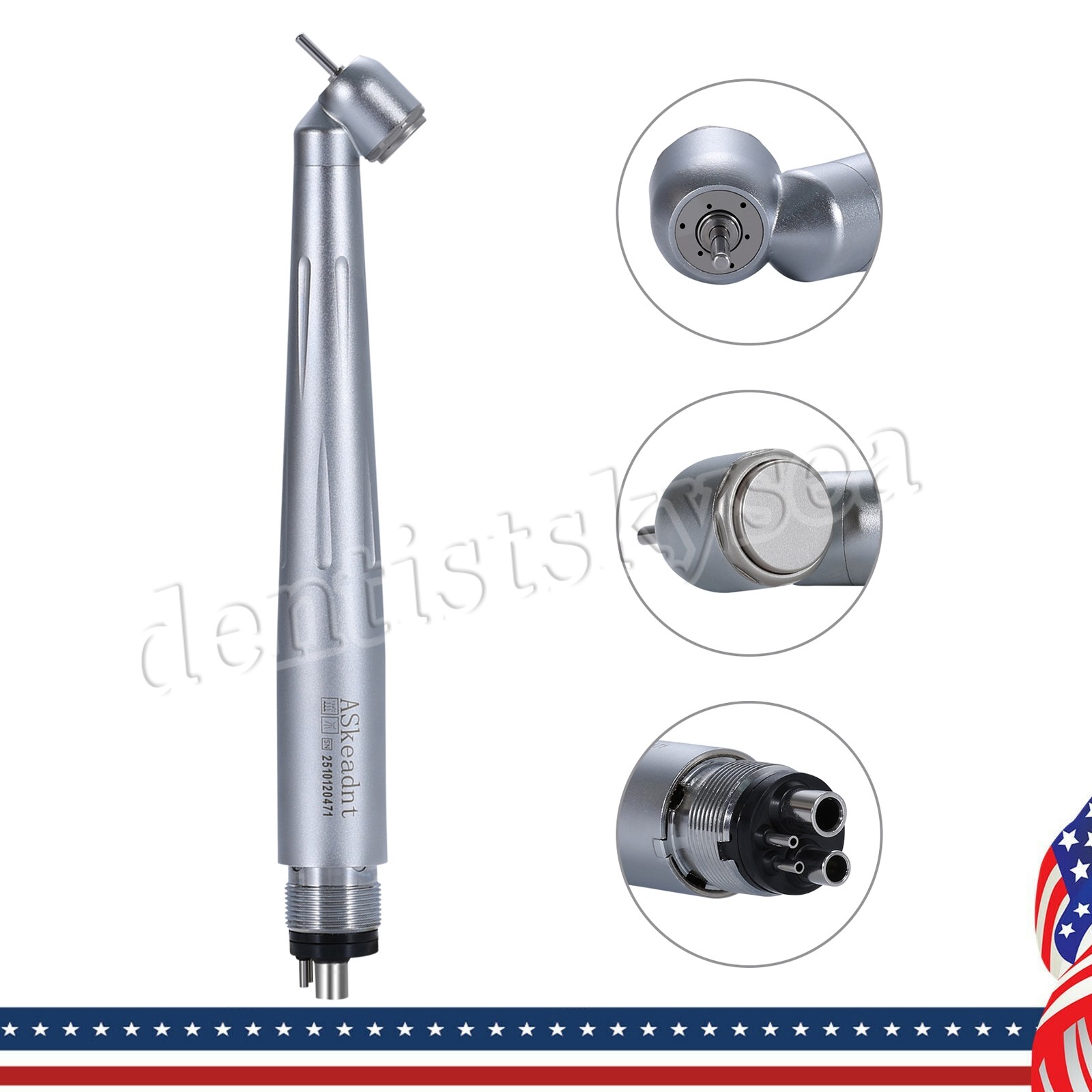 4 Holes Dental Surgical 45 Degree High Speed Handpieces Push Button Single Spray