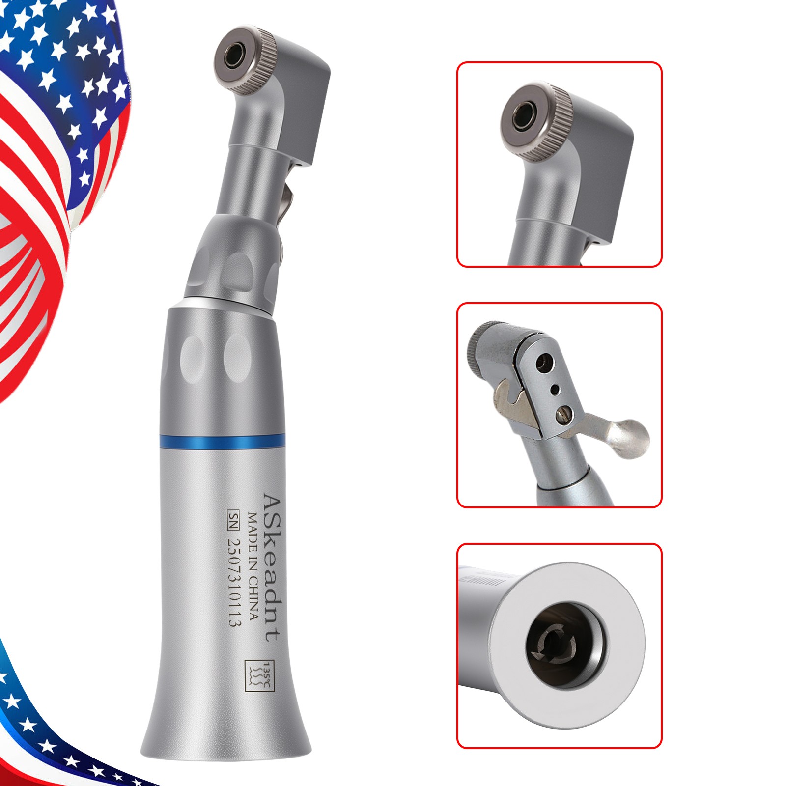 NSK Style Dental Slow Low Speed Contra Angle Handpiece Push Button E-type Attach