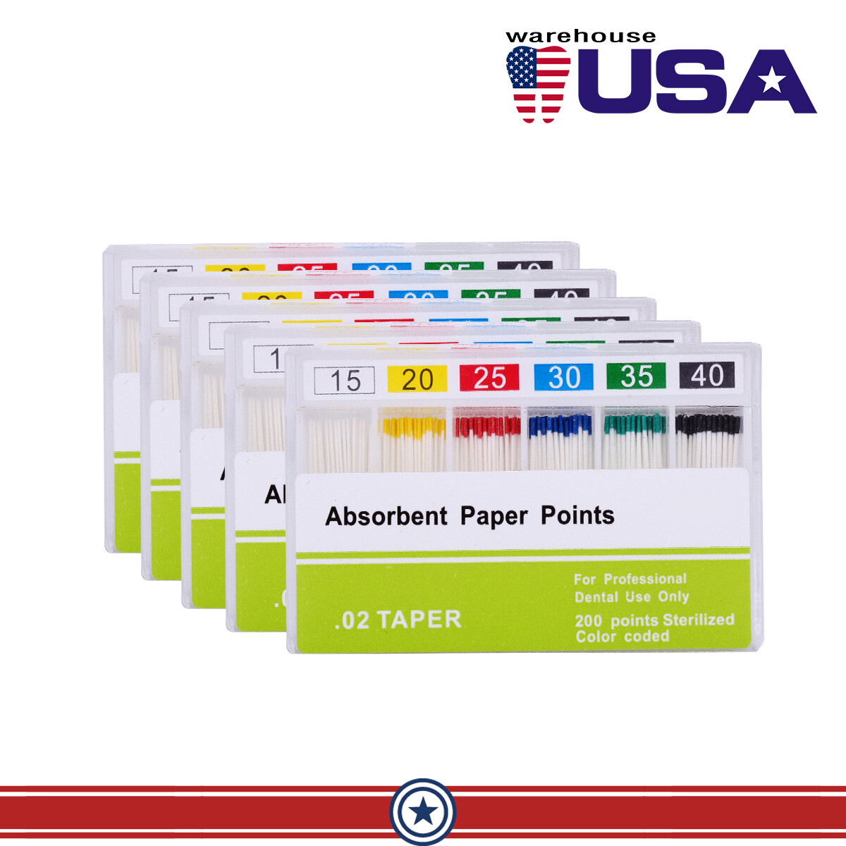 5X puntas papel absorbente de raíz endodóntica Dental puntas 0,02 Taper 15#-40#