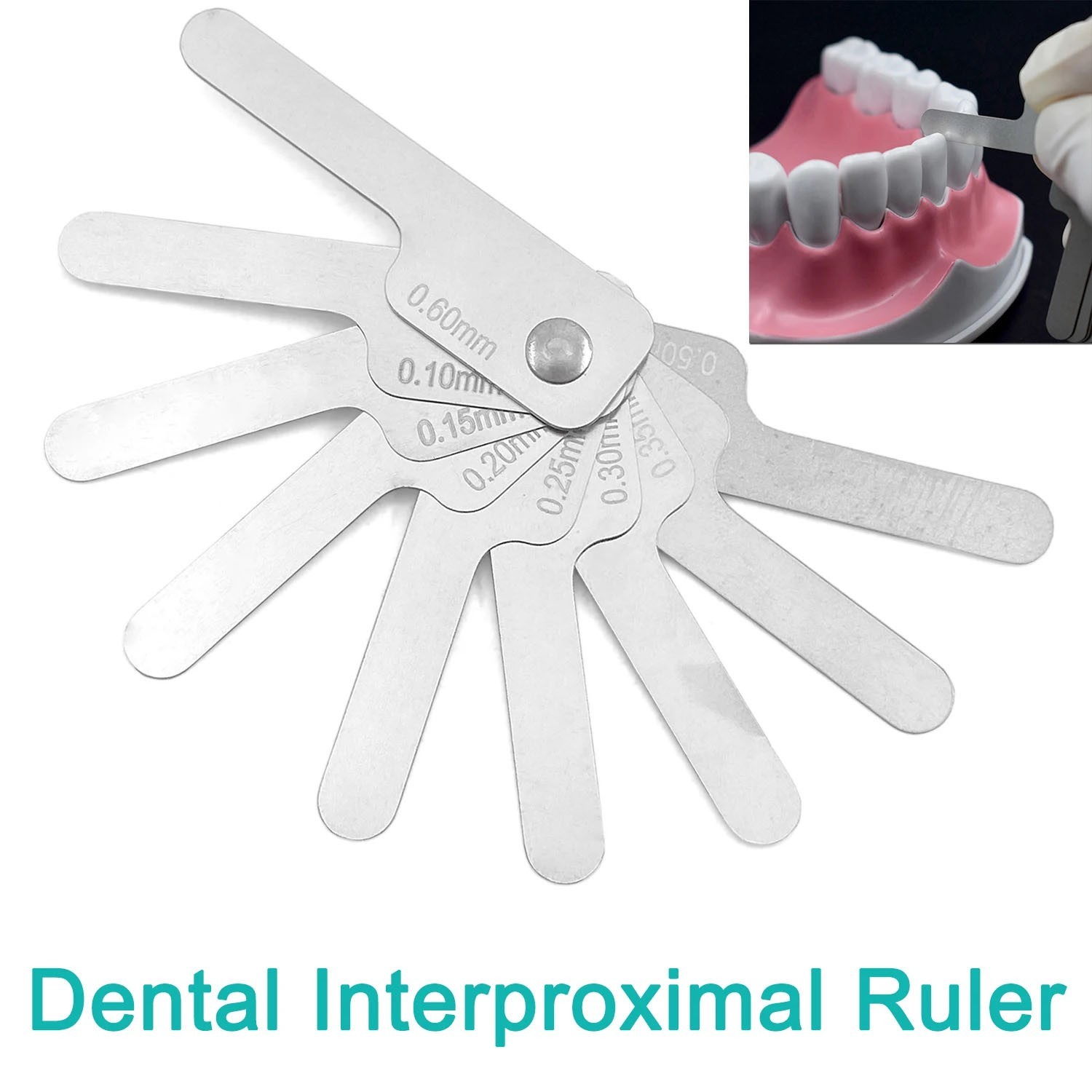Dental Orthodontic Interproximal Reduction IPR Gauge Ruler 0.10-0.50mm