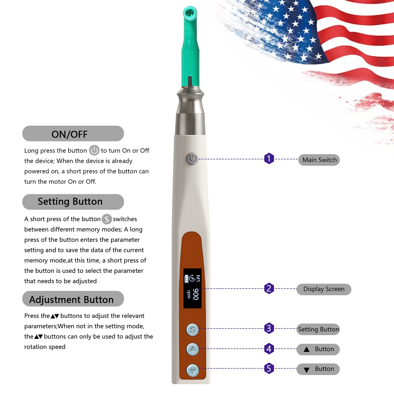 Portable Dental Cordless Hygiene Prophy Teeth Polishing Handpiece + 2 Angles