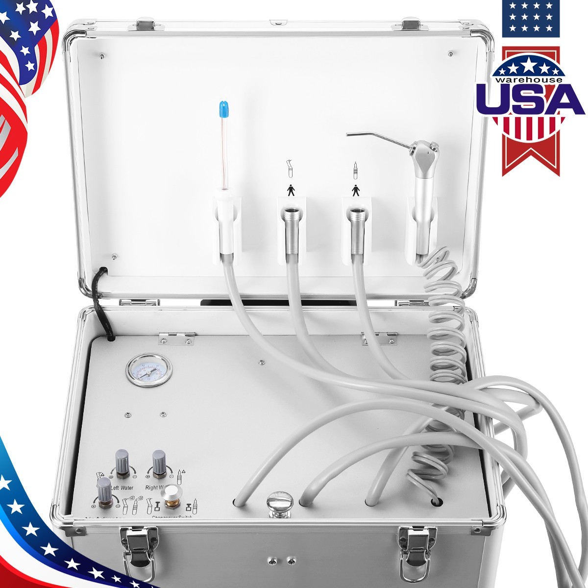 Portable Dental Mobile Delivery Unit Air Compressor Triplex Syringe Suction 4H