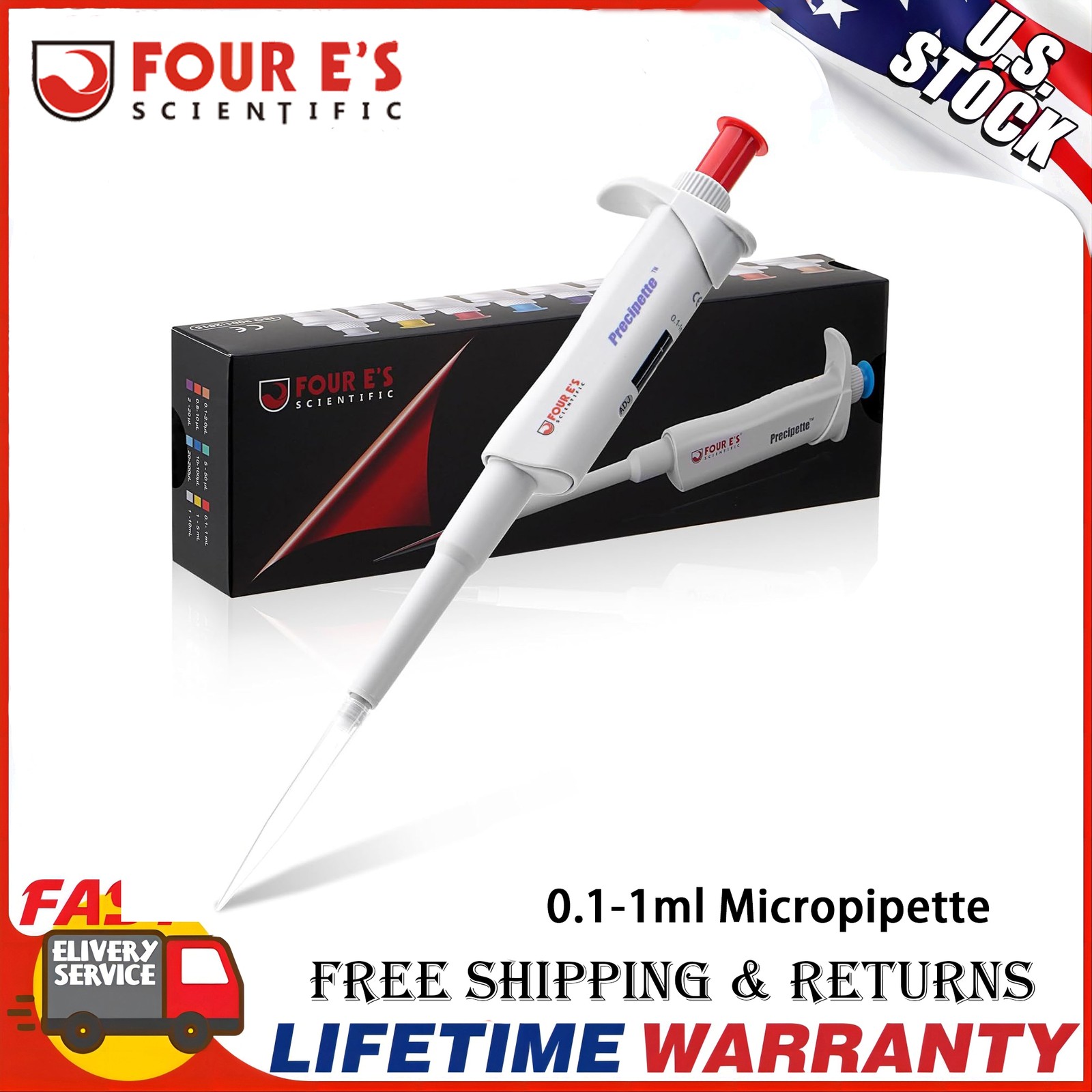 0.1-1ml Micropipette Adjustable Manual Lab Pipette Single Channel Pipettor New