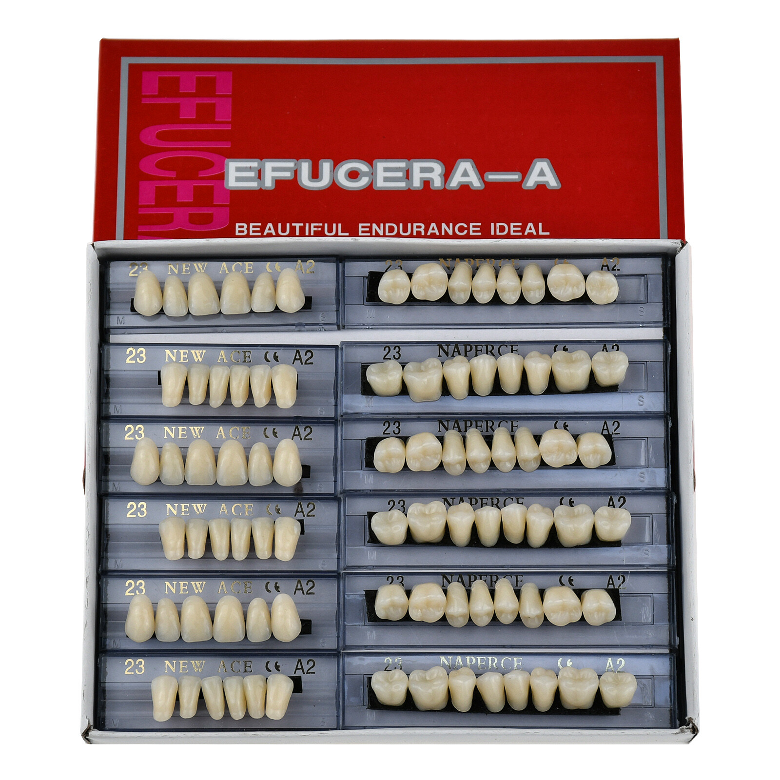 168pcs Denture Acrylic Resin Shade 23#A2 Dental Teeth Upper Lower Full Set Tooth