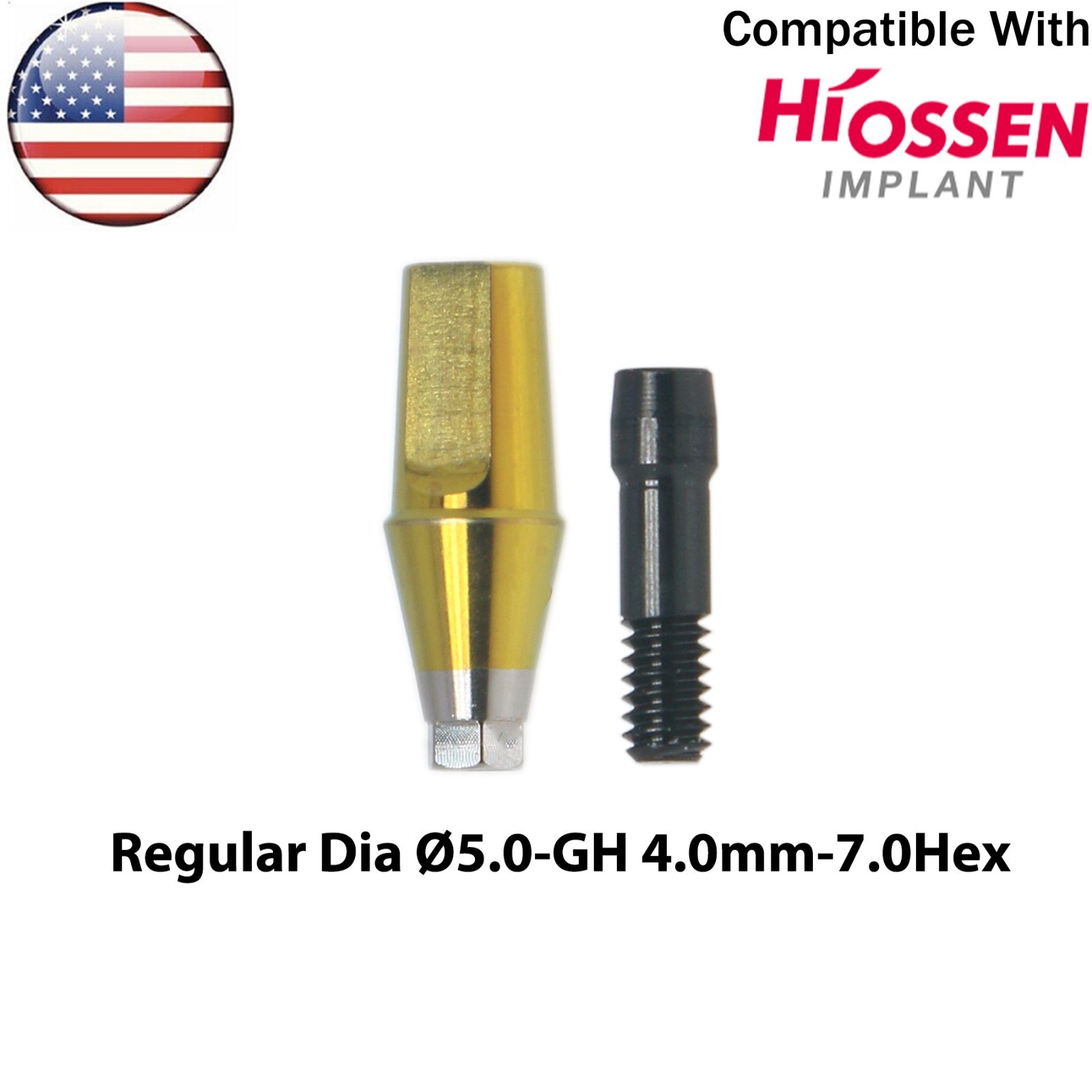 US Dental Straight Transfer Abutment Hex Fits Hiossen Osstem Regular Ø4.5/5.0mm