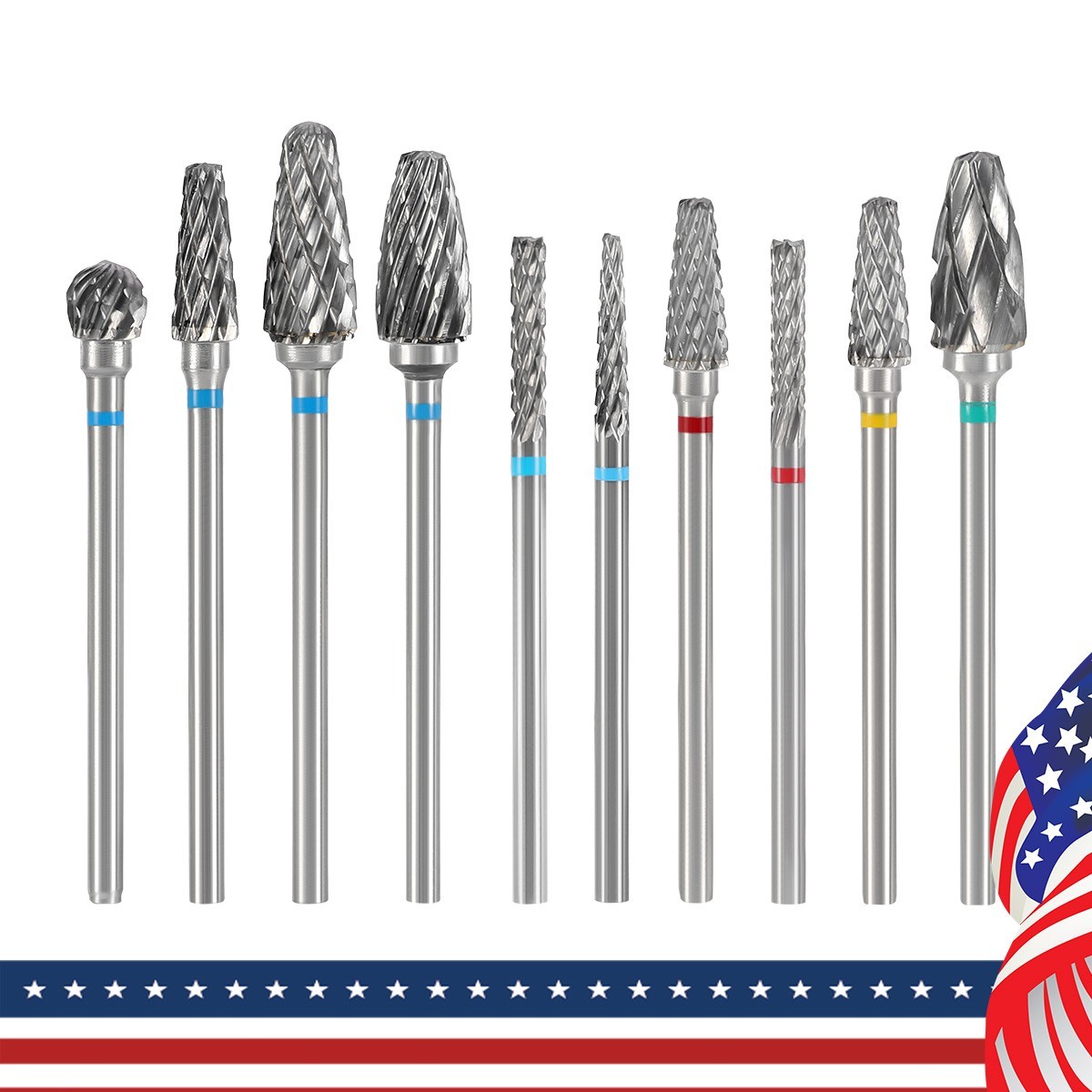 AZDENT Dental Lab HP 2.35mm Carbide Drills Polishing Kit Grinding Polishers Bur