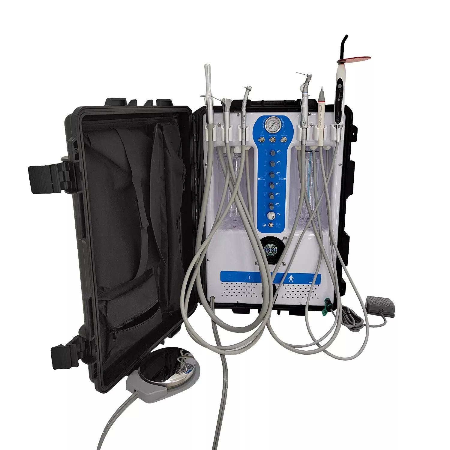 Greeloy New Mobile Dental Unit GU-P206S 4 Hole Compressor+Curing Light + Scaler