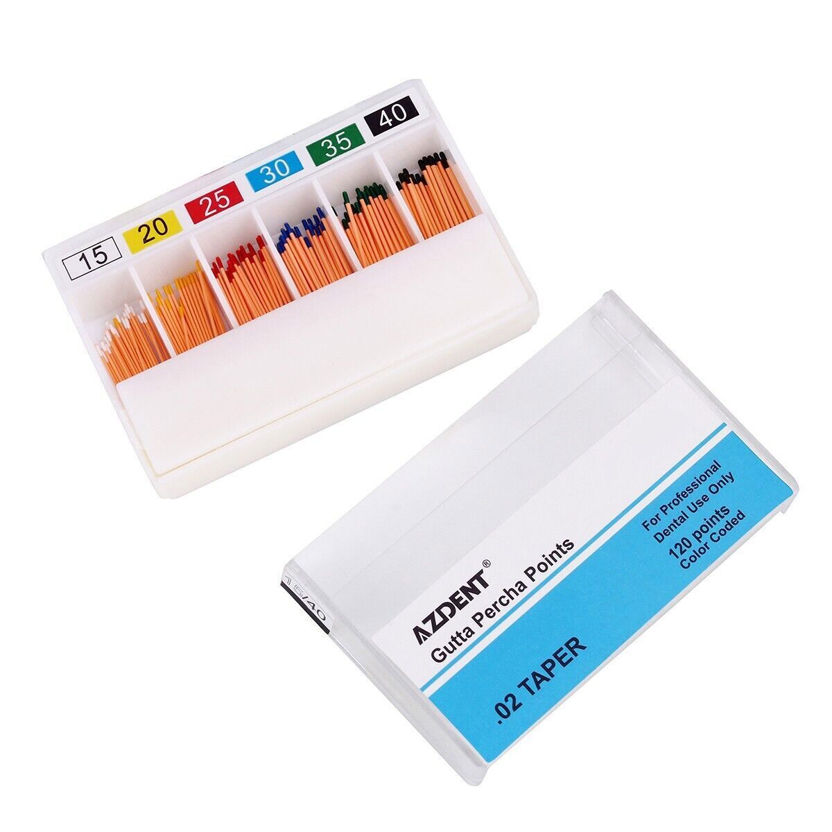 10 X Puntas de Gutapercha Dental GP 0.02 Taper 15-40# puntas de papel absorbente