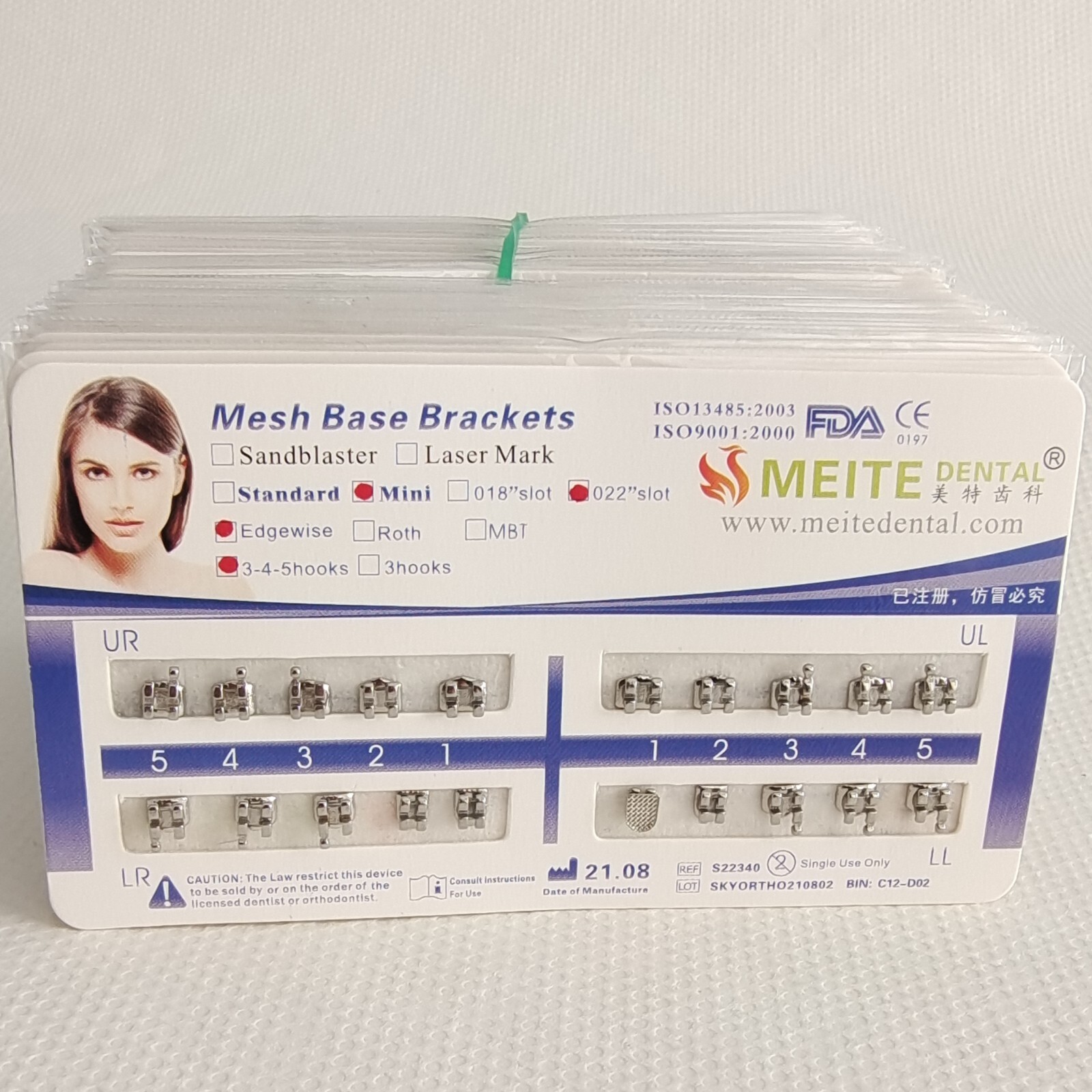 20 Kits Dental Ortodoncia Use Brackets Brace Metal Mini Edgewise .022 345Hook