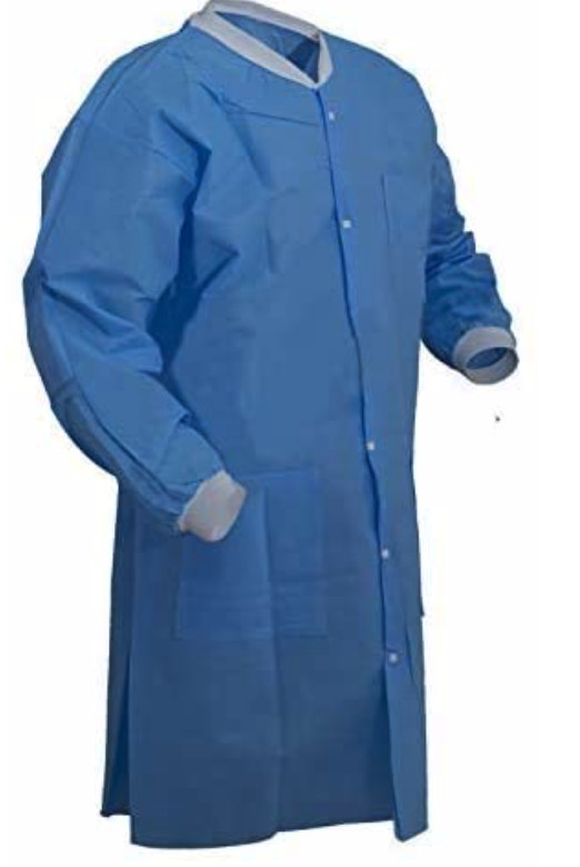 SMS 45 GSM Disposable Lab Coat 2 Pockets, Unisex Adult M/L High Quality 100 Pcs