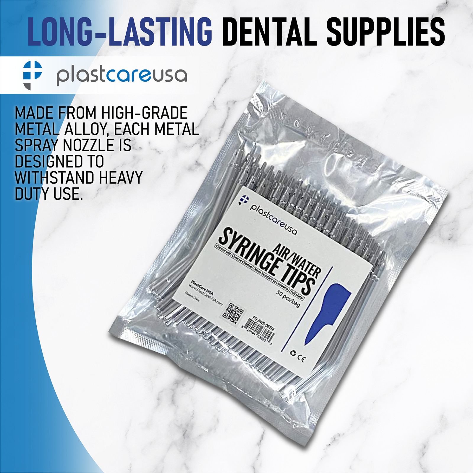 Metal Dental Air Water Syringe 3 Way Autoclavable Nozzles (Bag of 10) Reusable