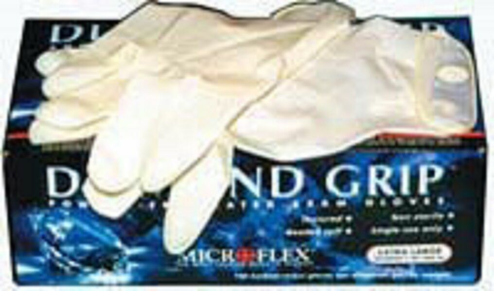 Microflex Diamond Grip Powder-Free Latex Gloves Size Medium M Case 10 Boxes
