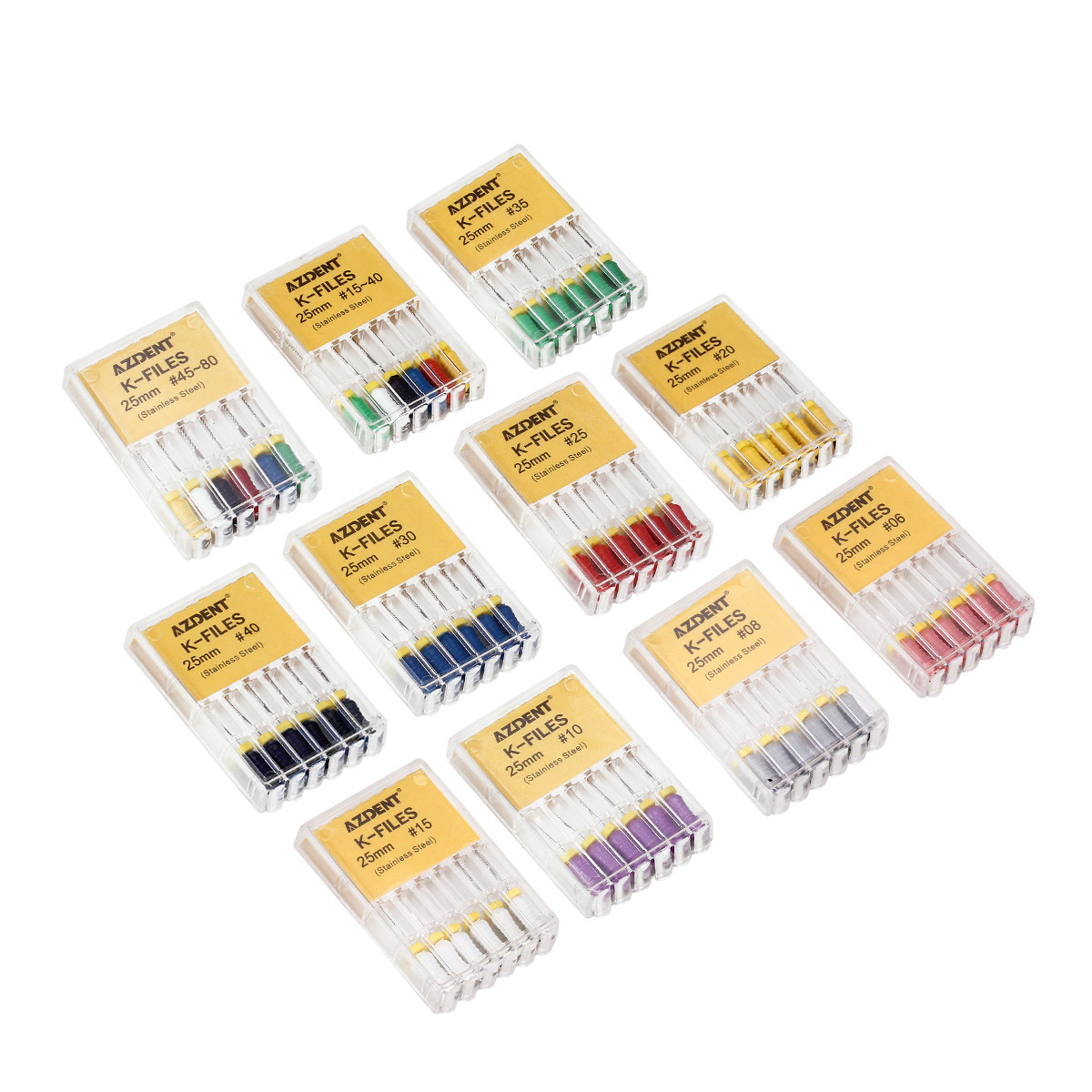 Dental Endo Root Canal Files Stainless Steel K-Files Hand Use 25/21mm AZDENT