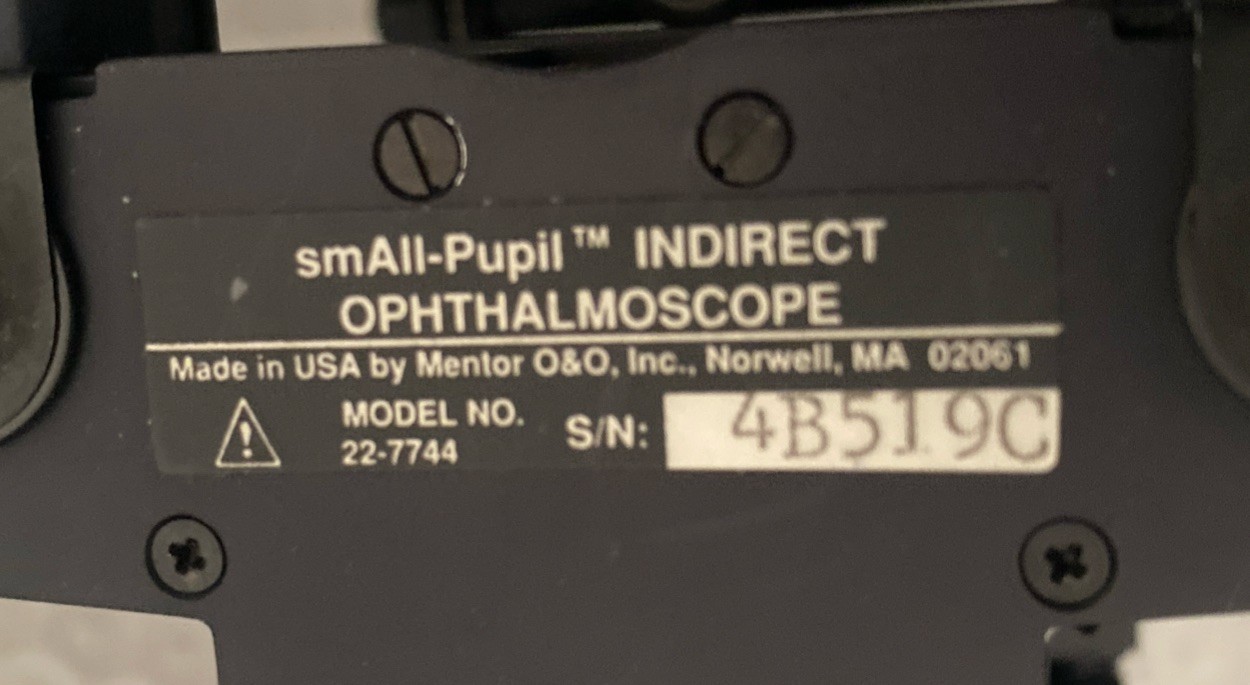 Mentor 22-7744 Standard Indirect Ophthalmoscope with Transformer Model 22-7760