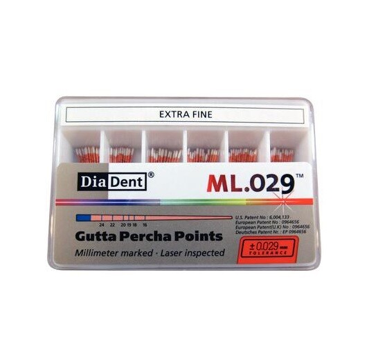 DiaDent Milimeter Marked Lasered ML.029 Gutta Percha Points All Accessory Sizes