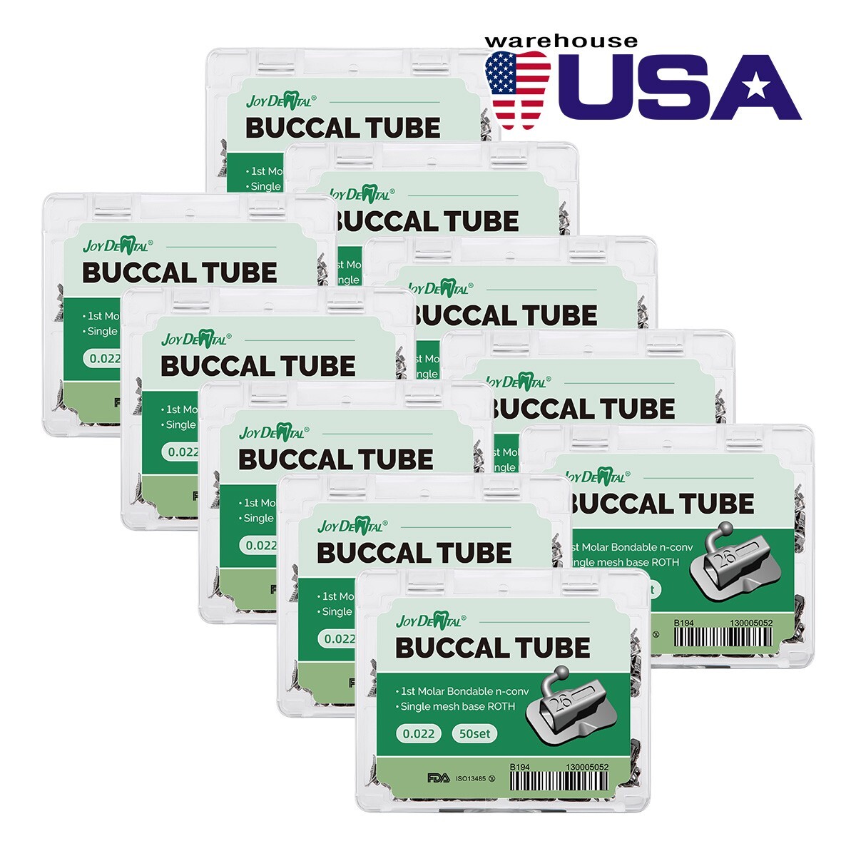 50 Sets Dental Orthodontic 1ST Molar Bondable Non-Conv Roth 0.022 Buccal Tubes J