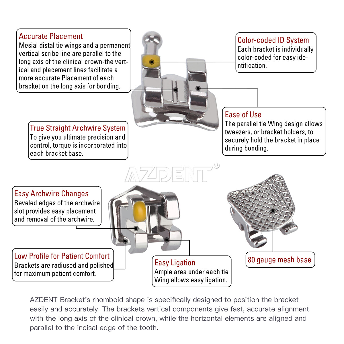 Dental Orthodontic Ultrathin Metal Bracket Braces Mini Standard Roth 022 Hks 345