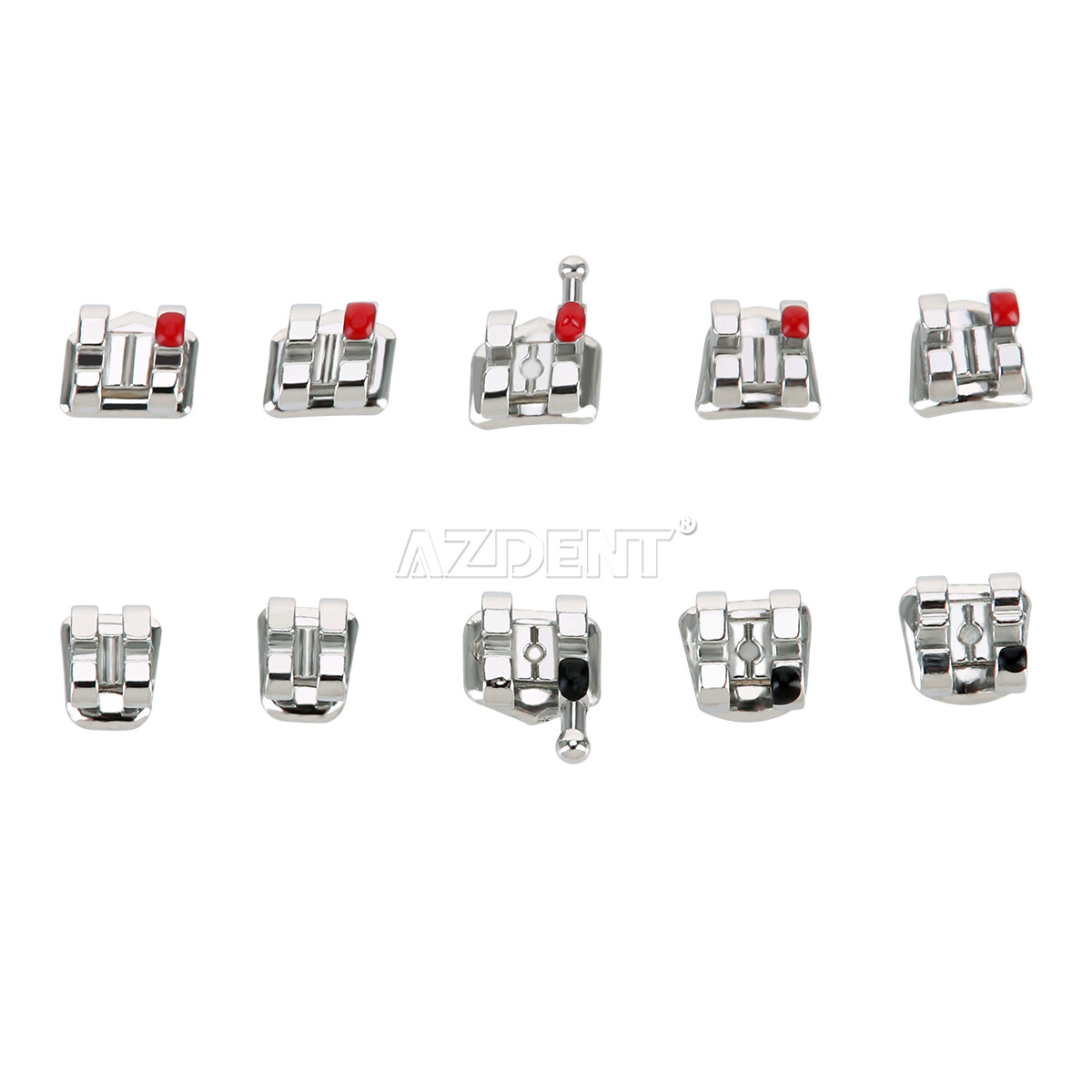 AZDENT Dental Ortho Metal Brackets Mini/Standard Roth/MBT 018/022 Hooks 3/3-4-5