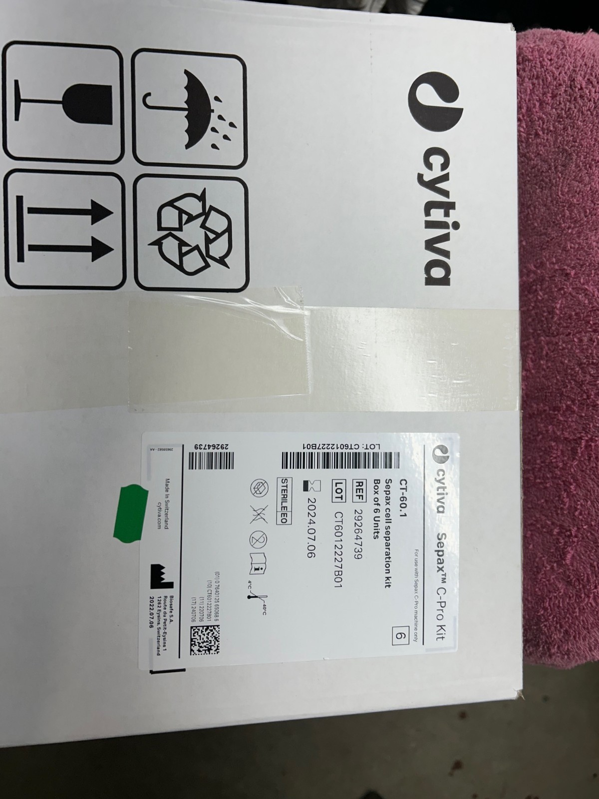cytiva ct-60-1 sepax cell separation kit box of 6 exp 2024 .07.06