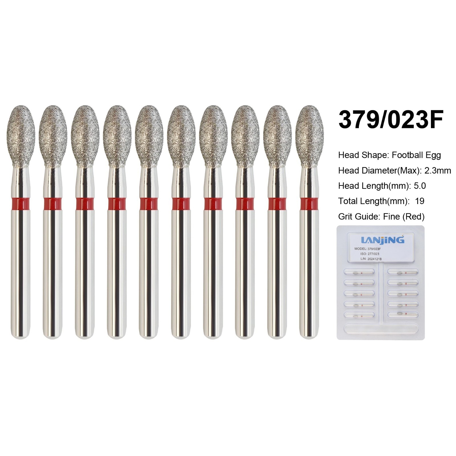 Dental Burs Diamond FG Round End Taper Football Flame Long Round Pear High Speed