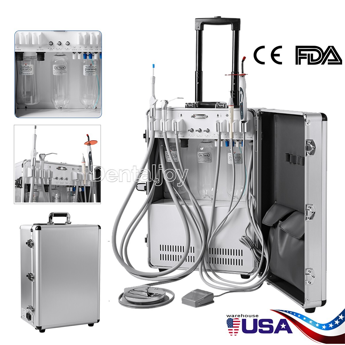 FDA Portable Dental Mobile Delivery Unit With Air Compressor Strong Suction 4H