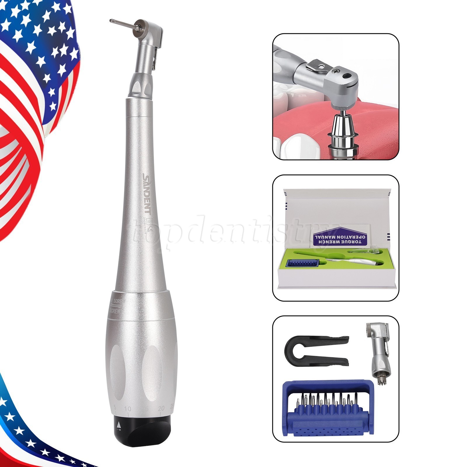 Universal Dental Implant Kit Torque Wrench Contra Angle Handpiece & 16 Drivers S