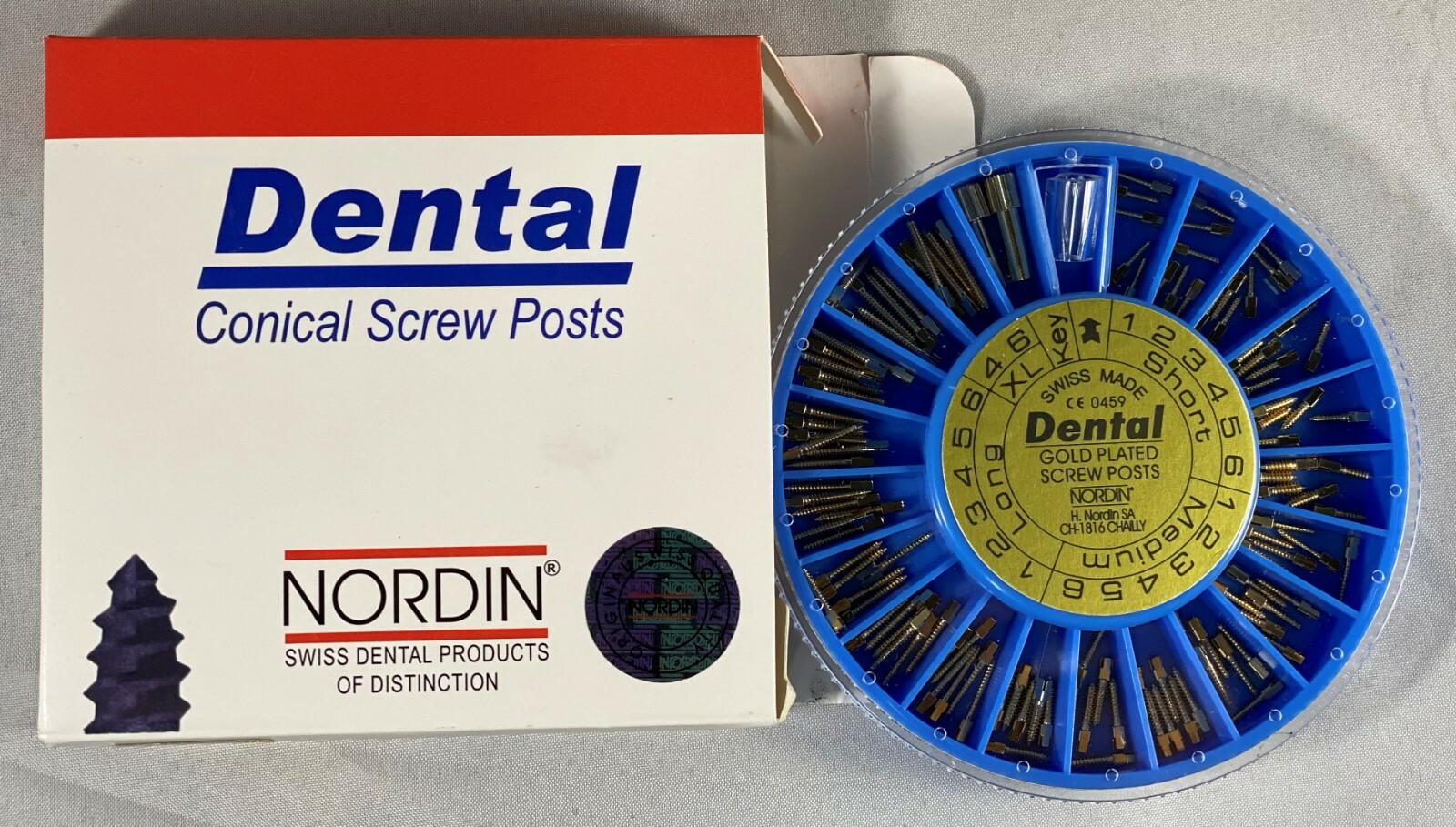 Nordin Dental Gold screw post Assortment 120 pcs+ 2 keys Kit Made in Switzerland