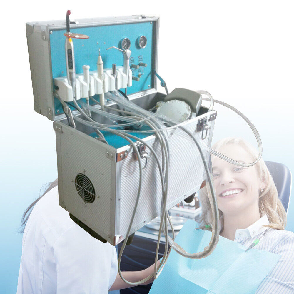 Dental Portable Mobile Delivery Unit Suction Rolling Case 4H Compressor /Chair