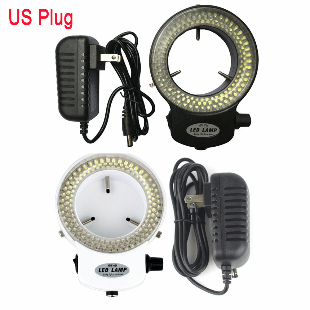 High Brightness 144 LED Bulbs Microscope Ring Light Illuminator Lamp US Plug