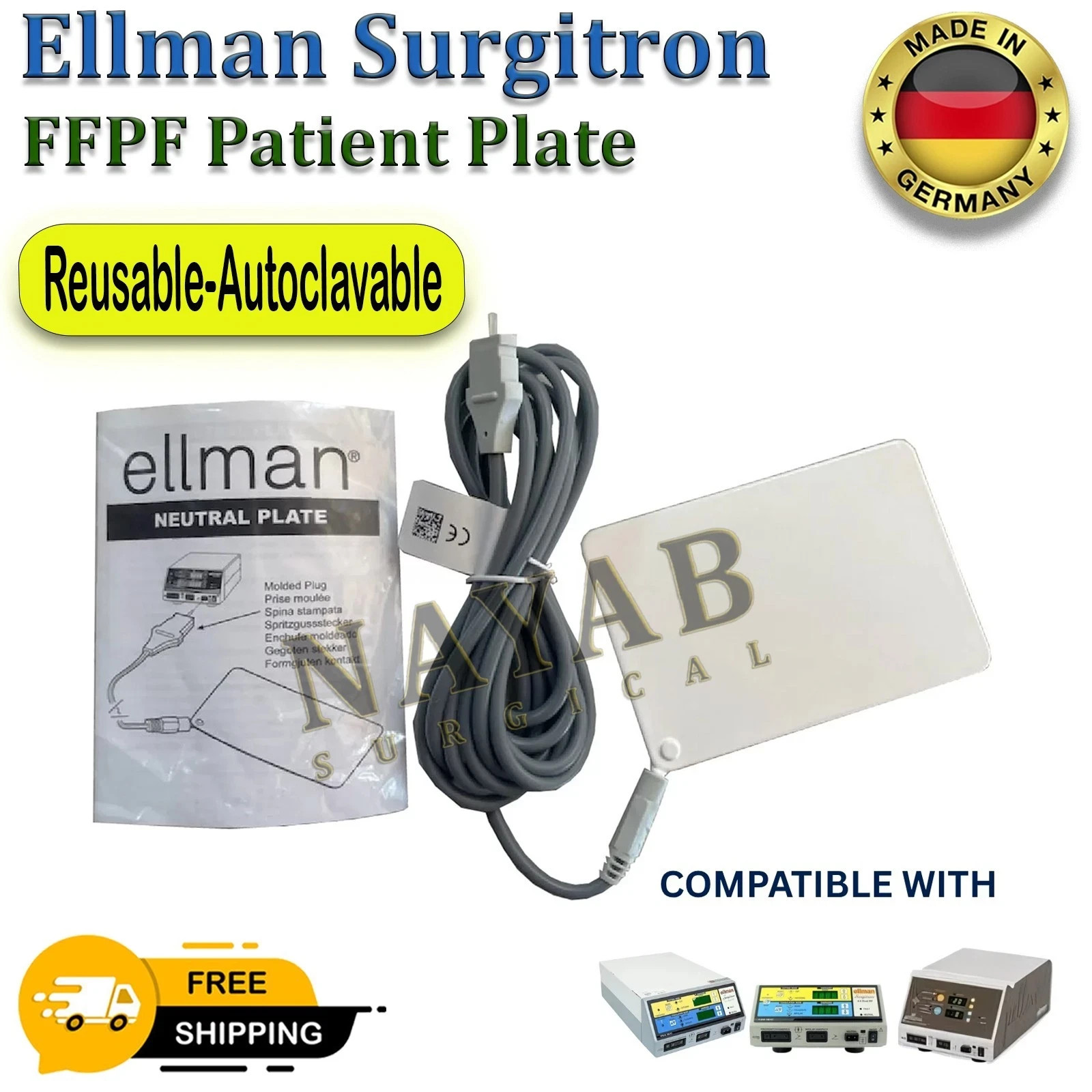 Ellman Neutral Patient Plate for Surgitron 4.0 Dual RF – H4 Model – CE Certified