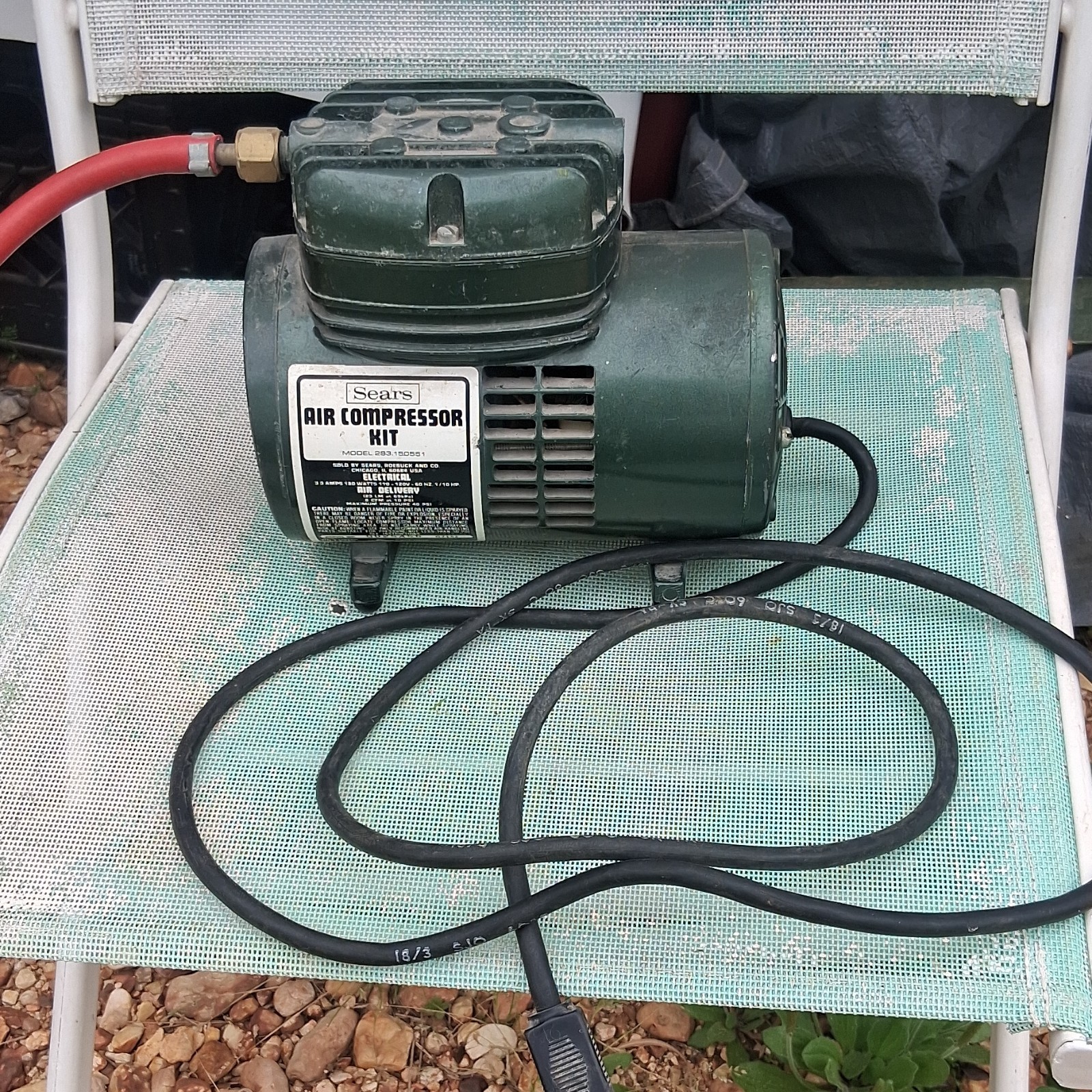 Sears 283.150551 Air Compressor Kit Steel Portable 110/120V Corded Electric.